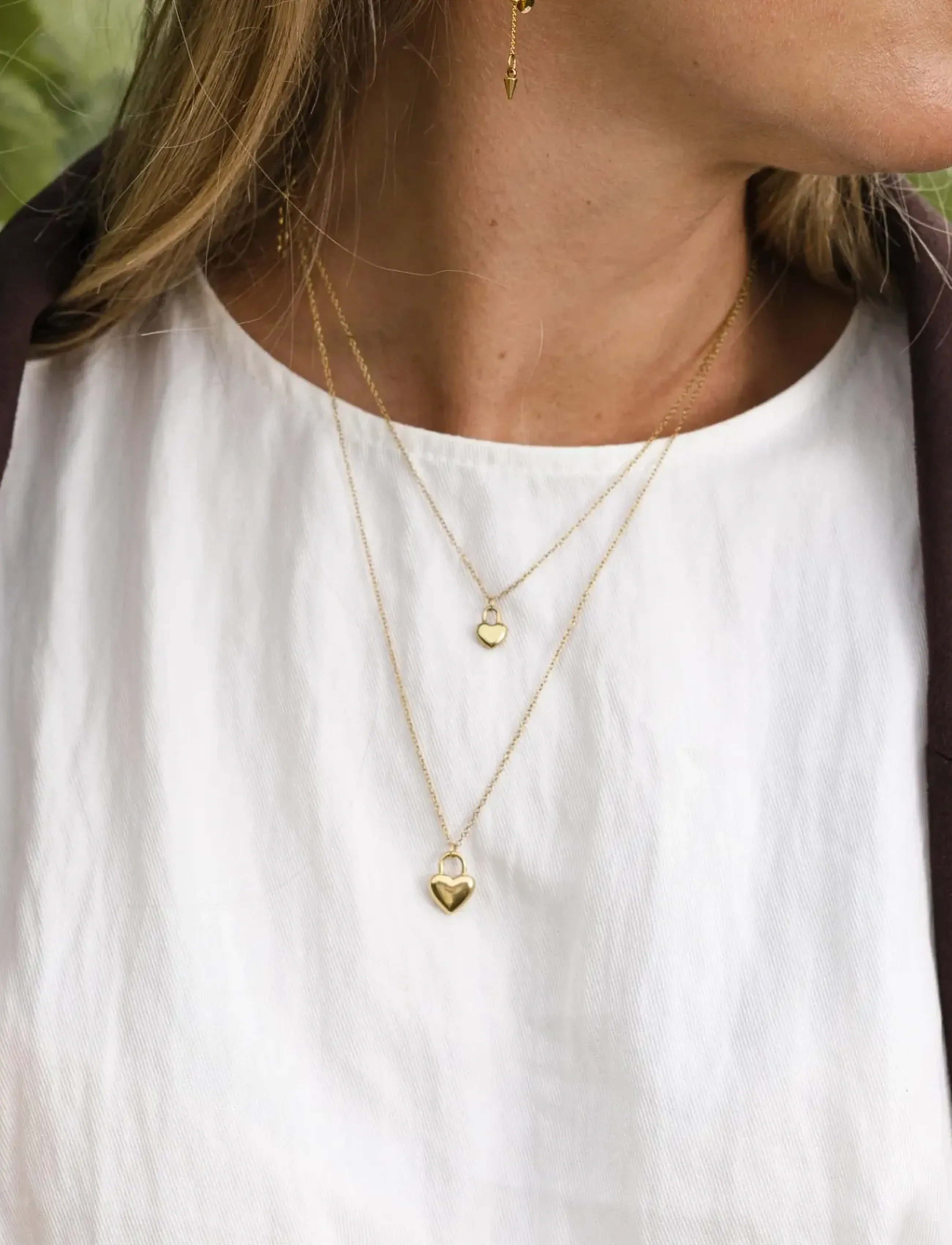 By Jolima Heart Locker Necklace, One Size 45 cm, Necklaces, Gold - Dainty Frauen