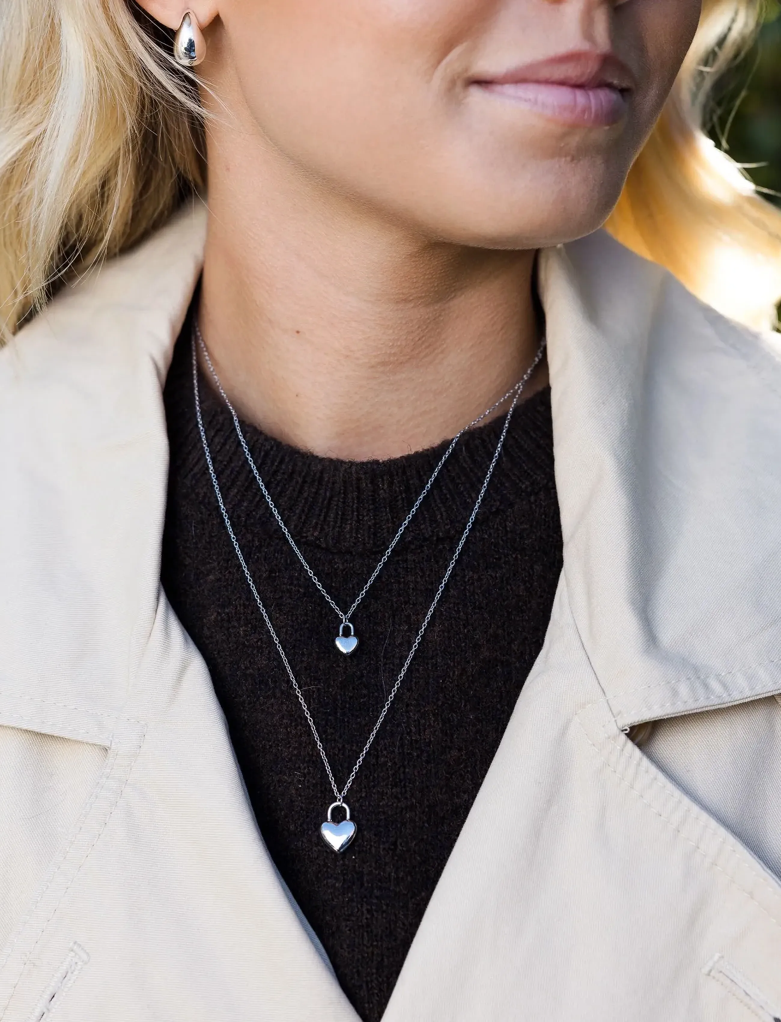 By Jolima Heart Locker Necklace, One Size 45 cm, Necklaces, Silber - Dainty Frauen