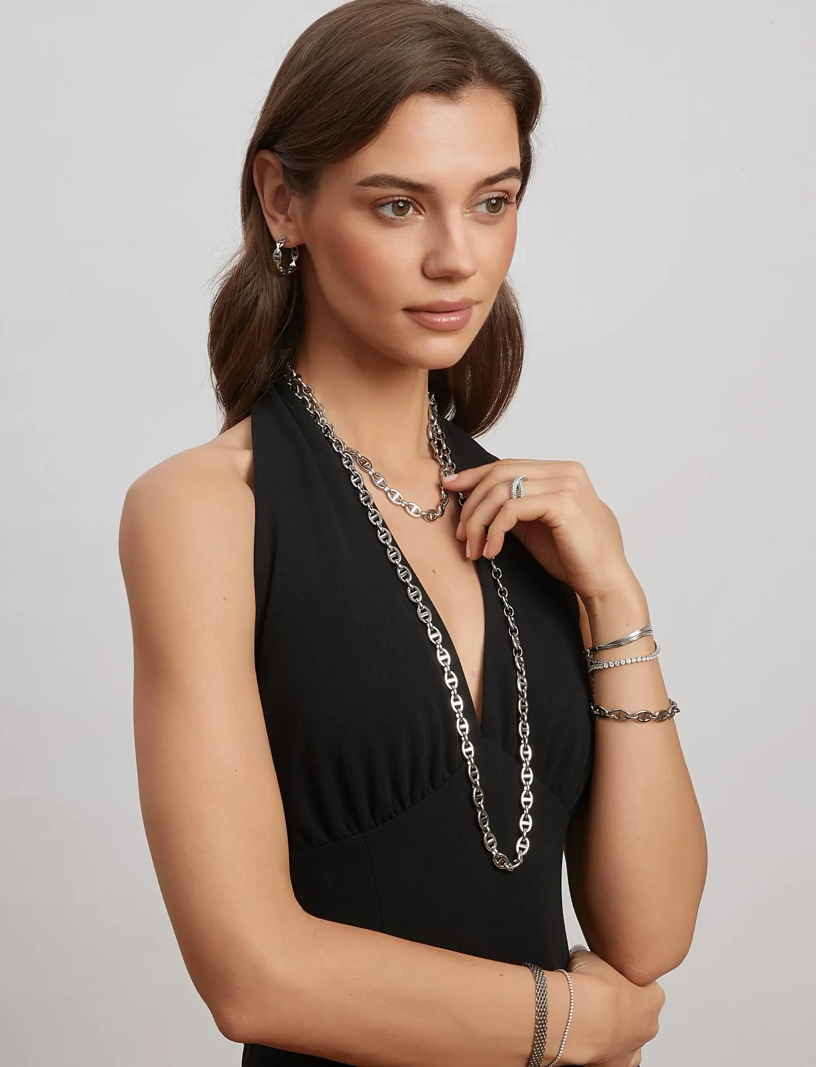 By Jolima Celine Chain Necklace 45, One Size 45 cm, Silver, Halskæder > Kædehalskæder, Dame