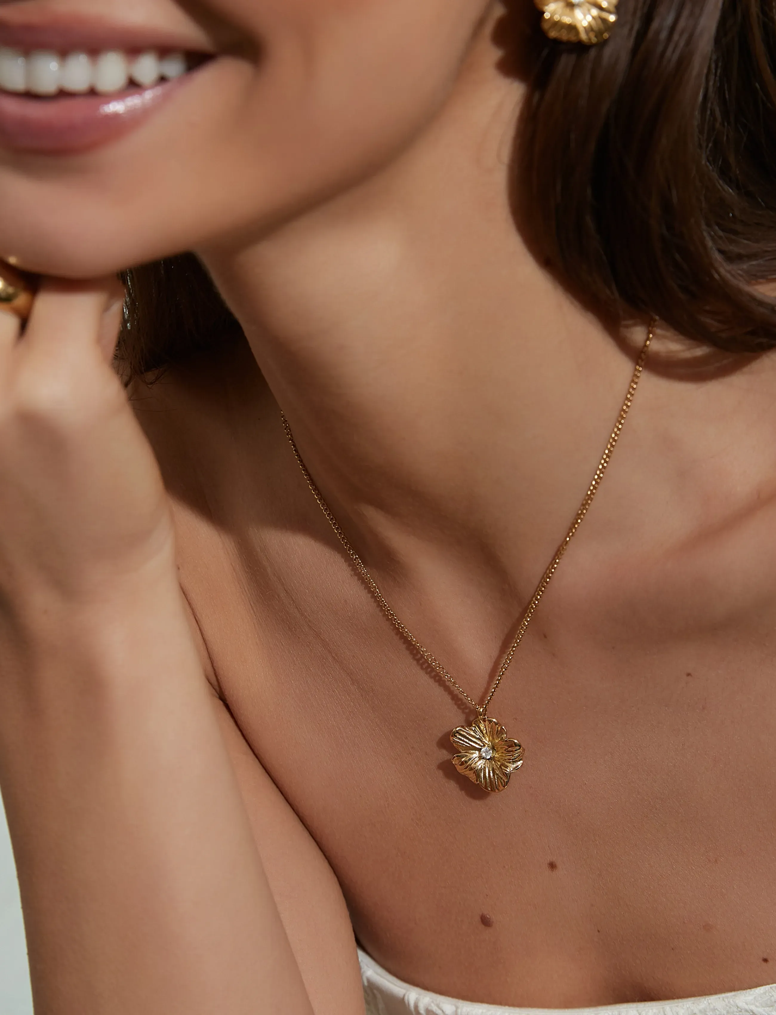 By Jolima Daisy Crystal Necklace, One Size 45 cm, Necklaces, Gold - Chain Frauen