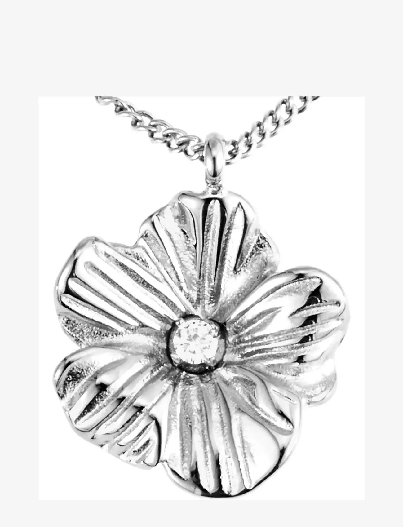 By Jolima - Daisy crystal necklace - kedjehalsband - silver - 1