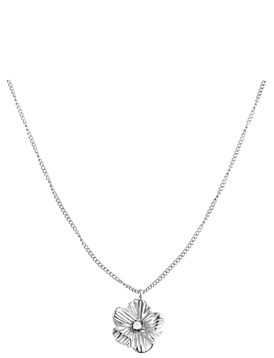 By Jolima - Daisy crystal necklace - kedjehalsband - silver - 1