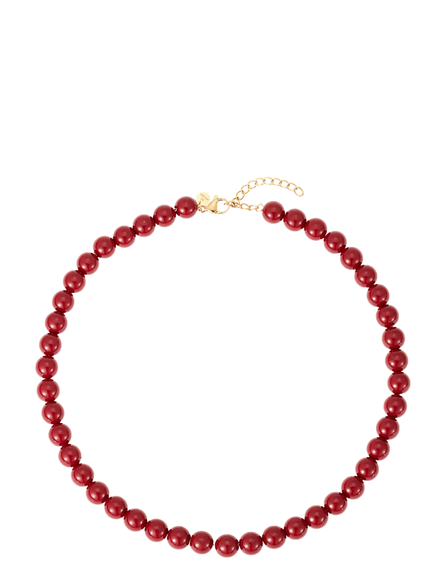By Jolima - Cecile pearl necklace - pärlhalsband - burgundy - 1