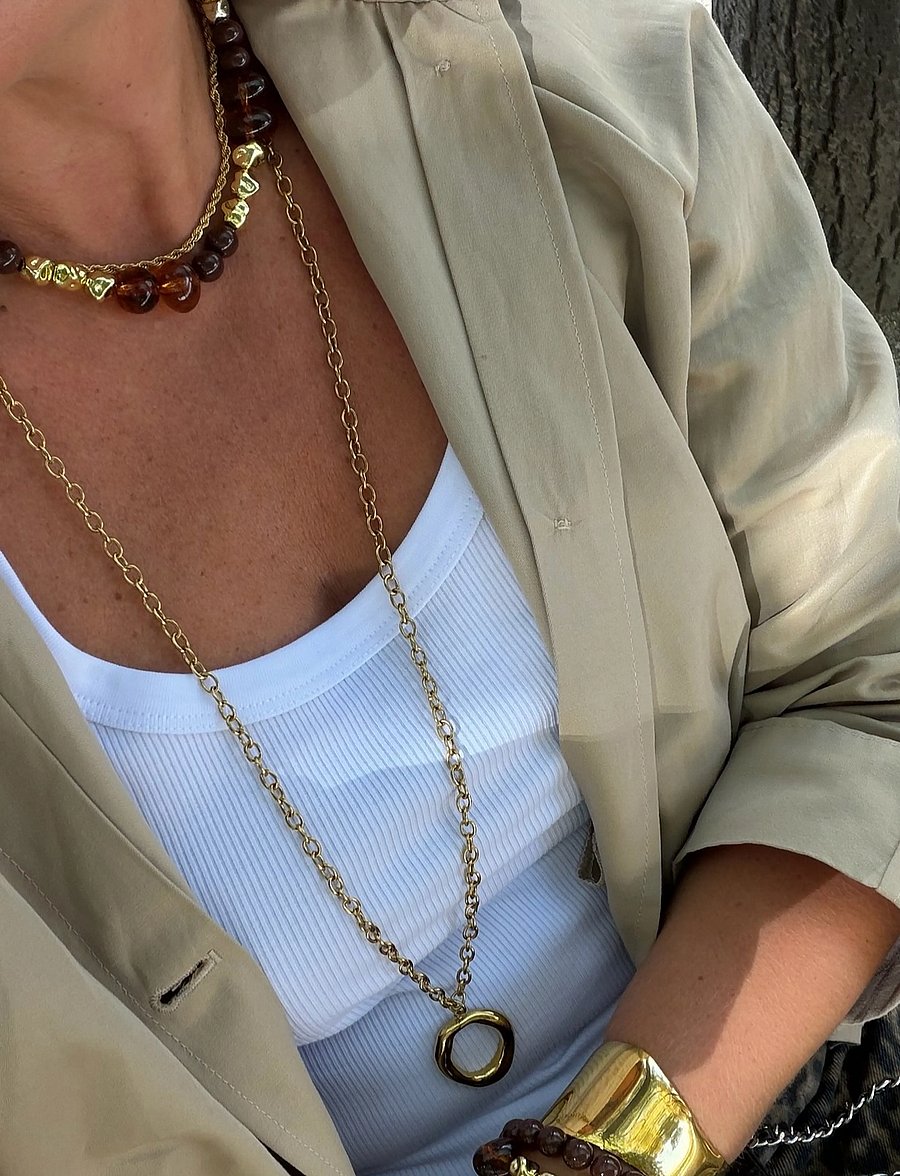By Jolima - Francie brown mix necklace - halsketten - brown - 0