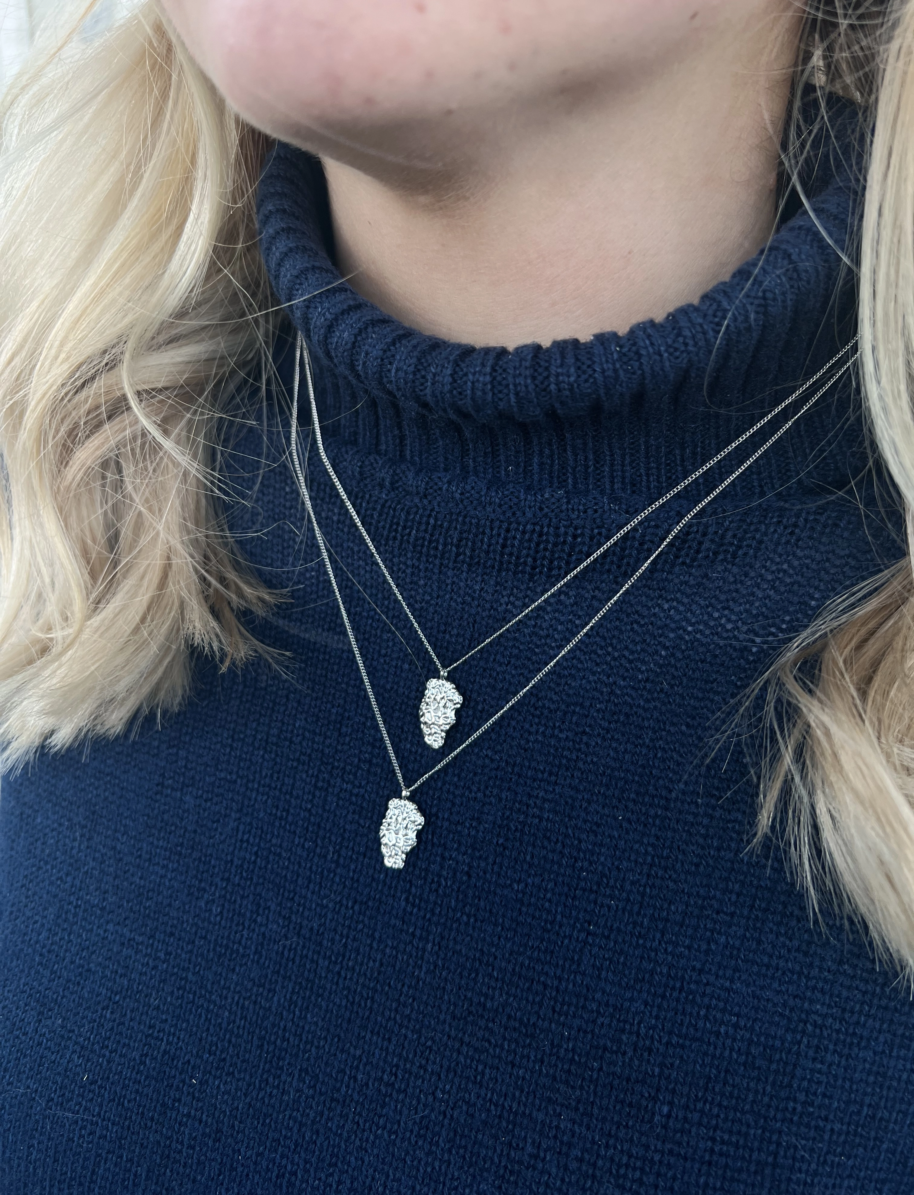 By Jolima - Roxanne double pendant necklace, steel - silver - 2