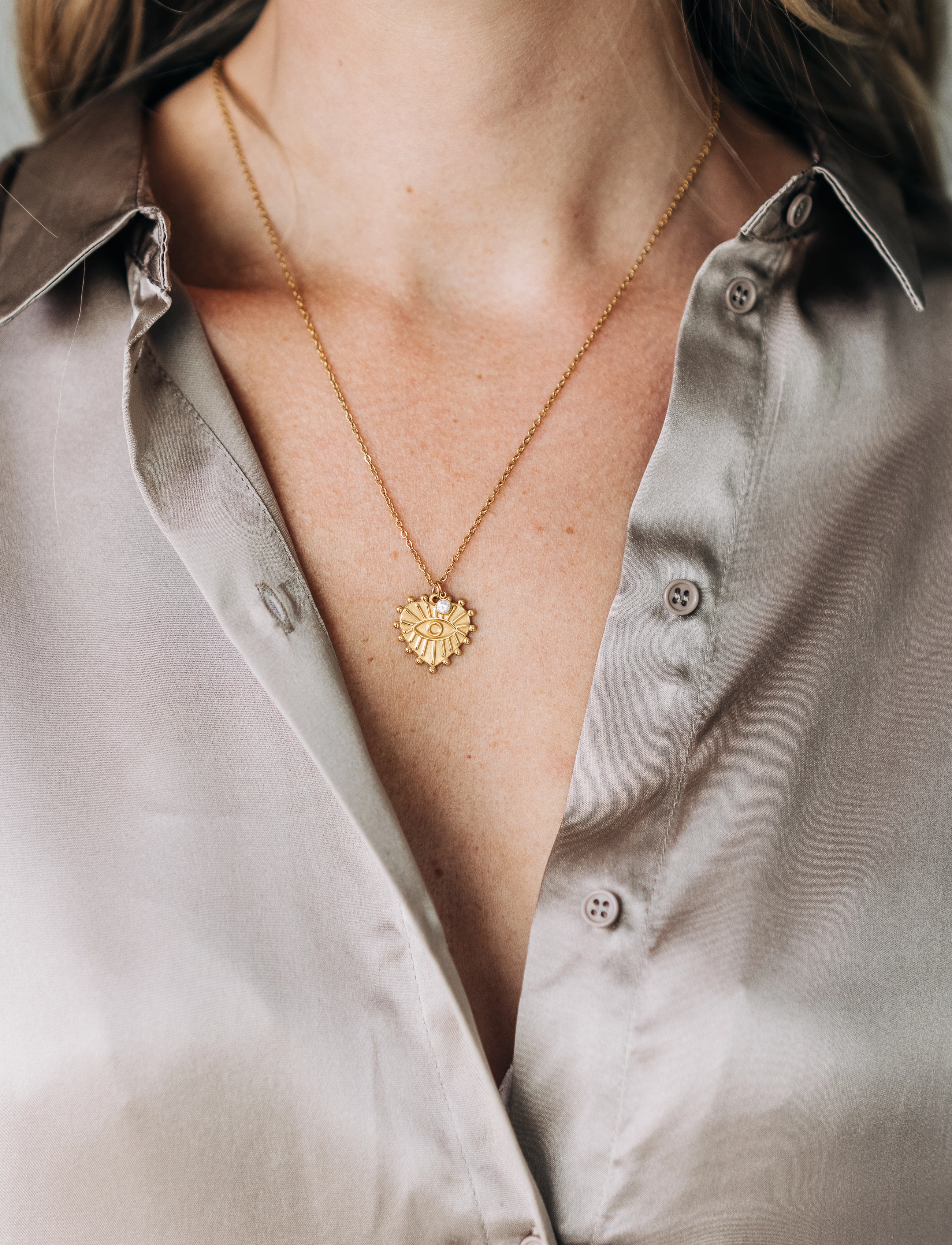 By Jolima - Capri heart necklace, gold - gold - 1