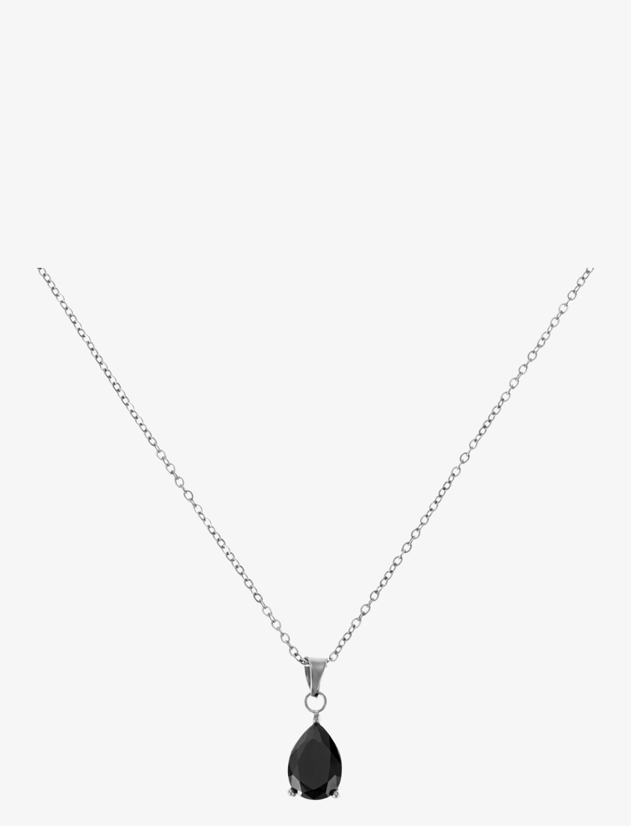 By Jolima - Drop mini necklace, black steel - silver - 0