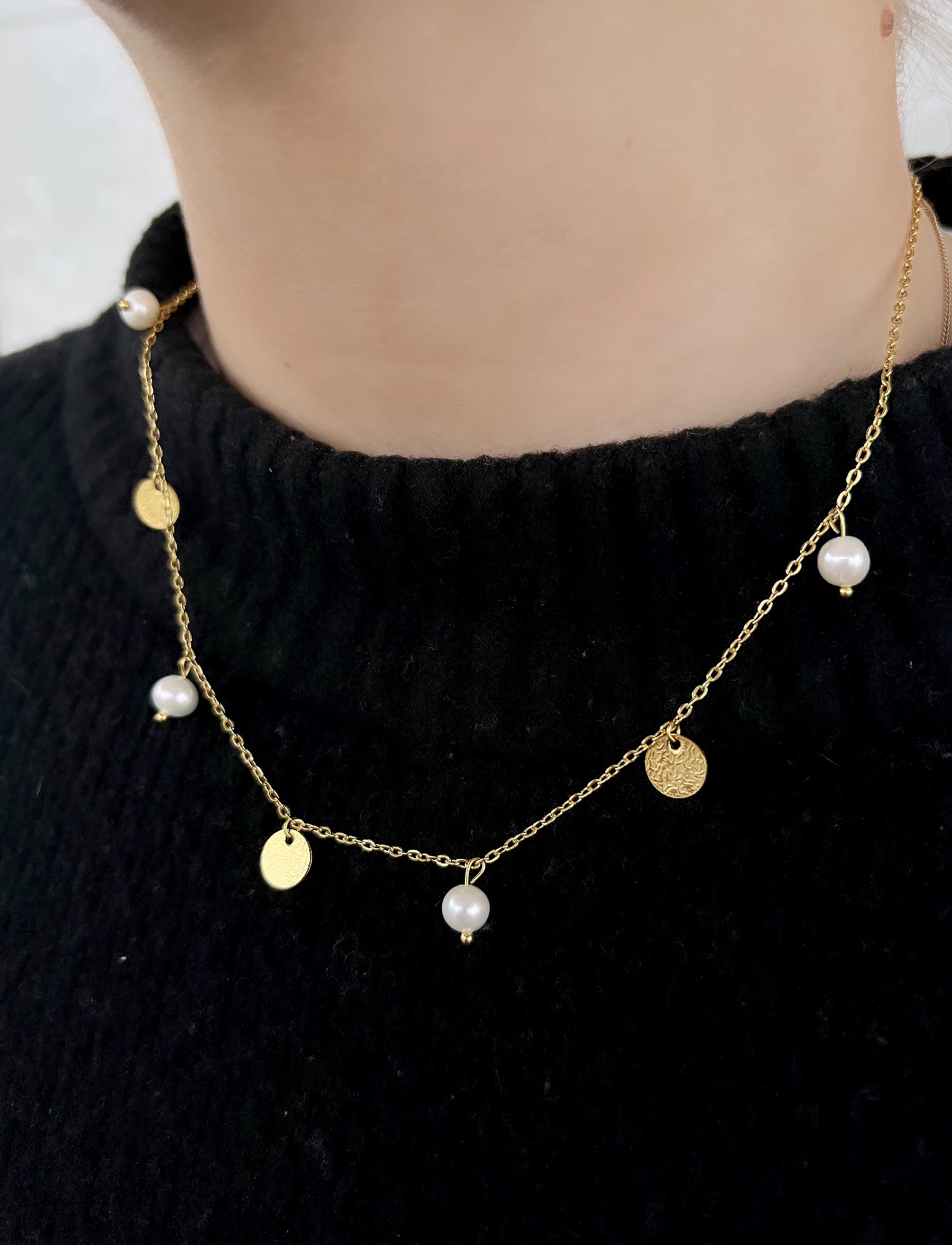 By Jolima - Riviera charm necklace, white - gold - 2