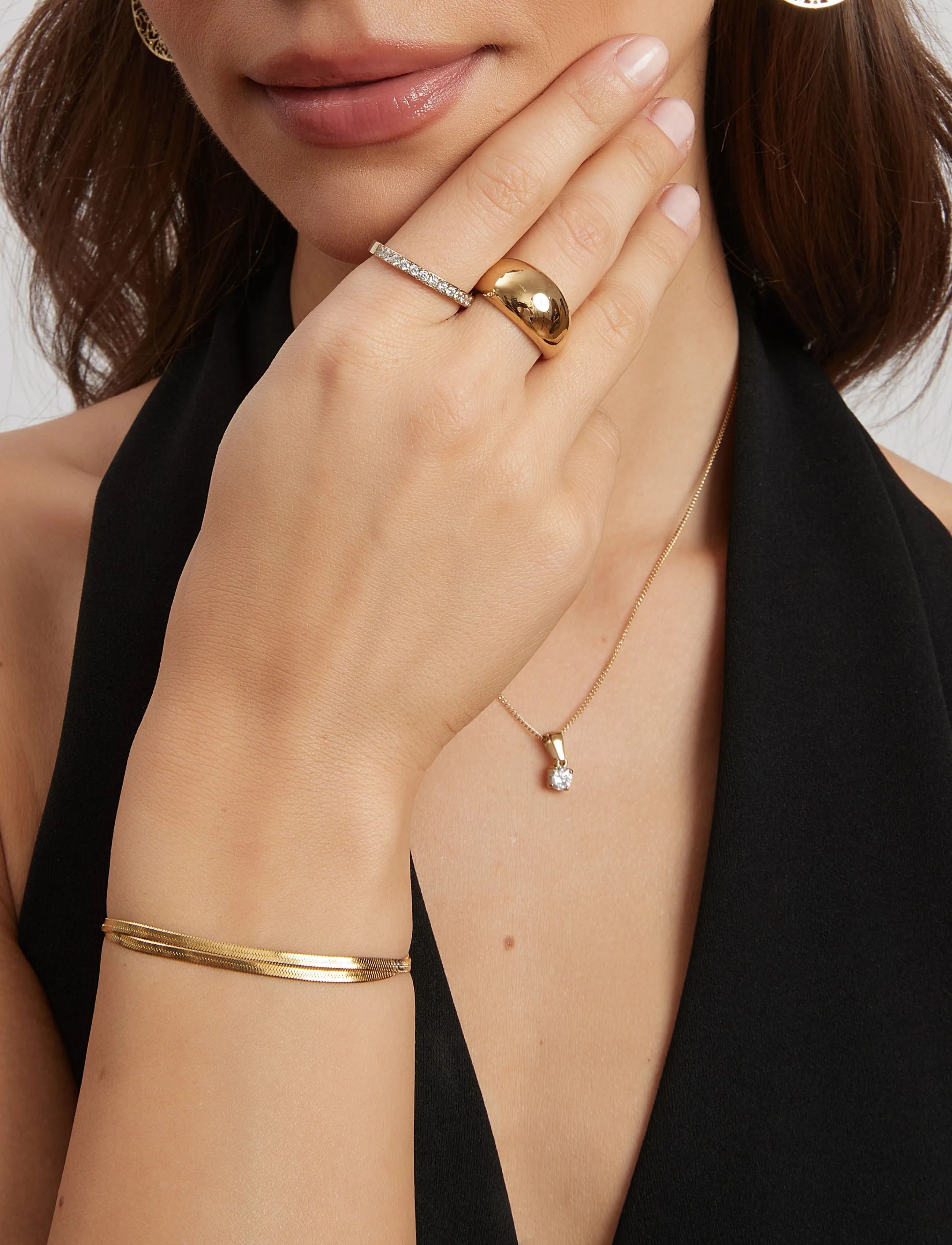 By Jolima Celine Crystal Ring, 16 mm, Gold, Smykker > Ringe, Dame