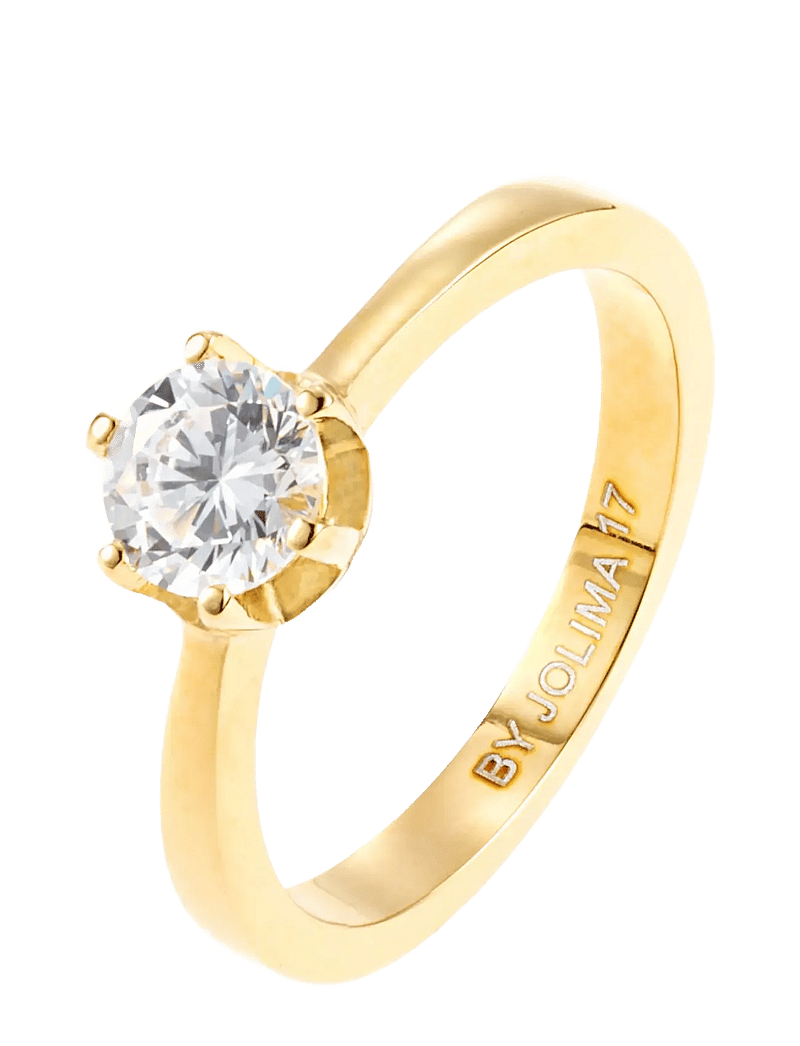 By Jolima - Classic solitaire stone ring - konfirmationstøj - gold - 1