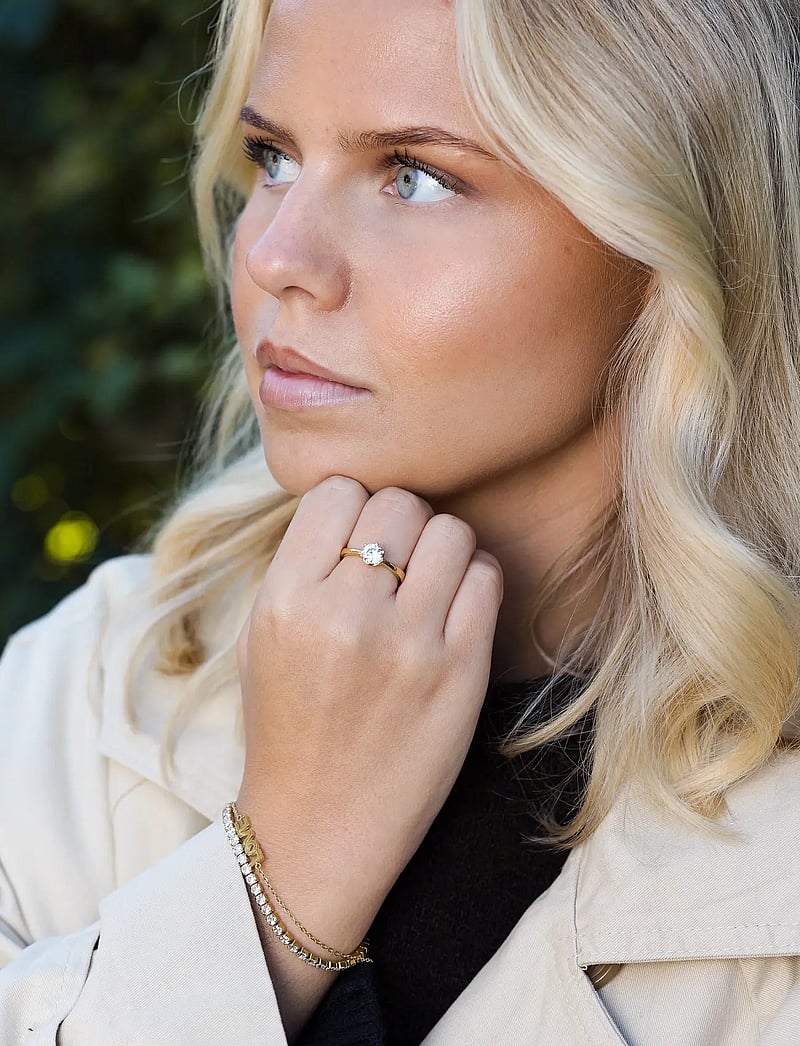 By Jolima - Classic solitaire stone ring - konfirmationstøj - gold - 0