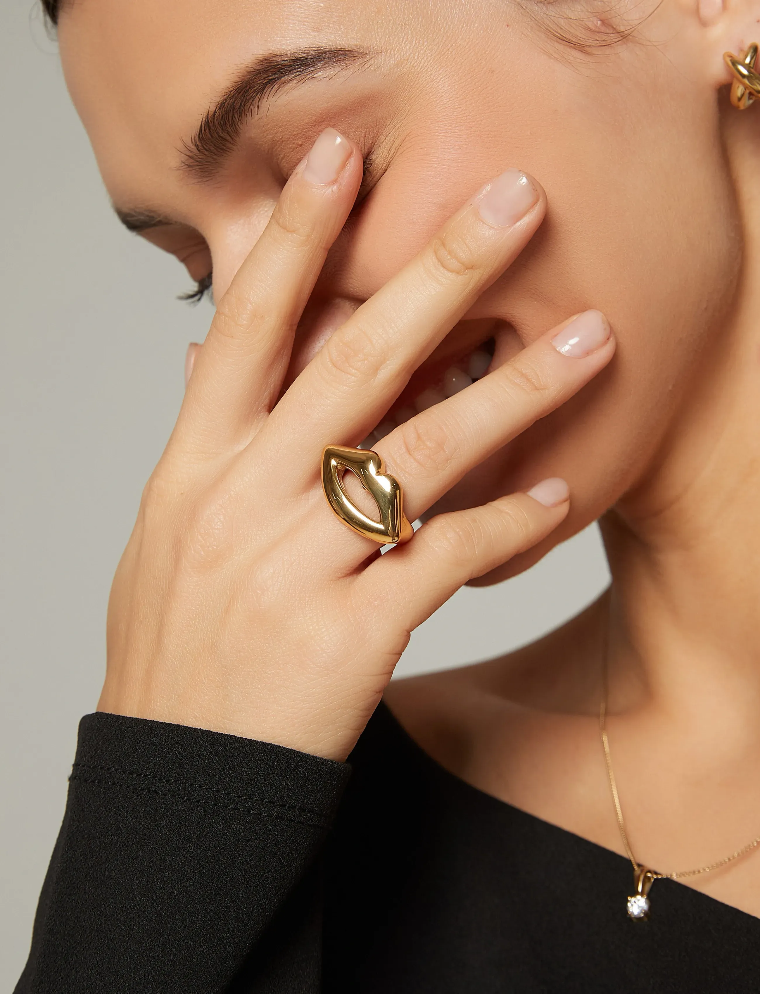 By Jolima - Lipp ring - peoriided outlet-hindadega - gold - 3