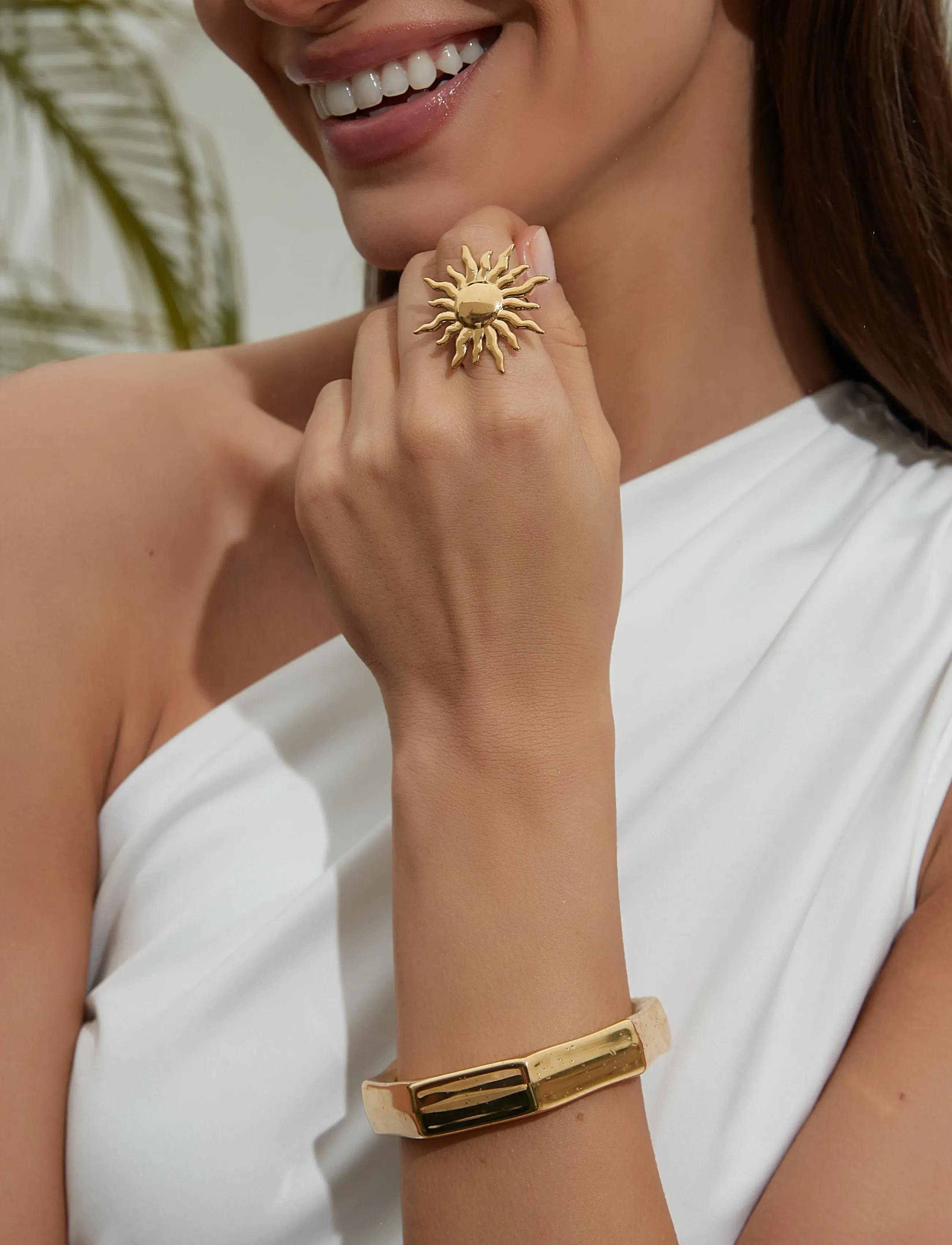 By Jolima Sun Ring, One Size 3 cm, Jewellery, Gold - Rings, Frauen