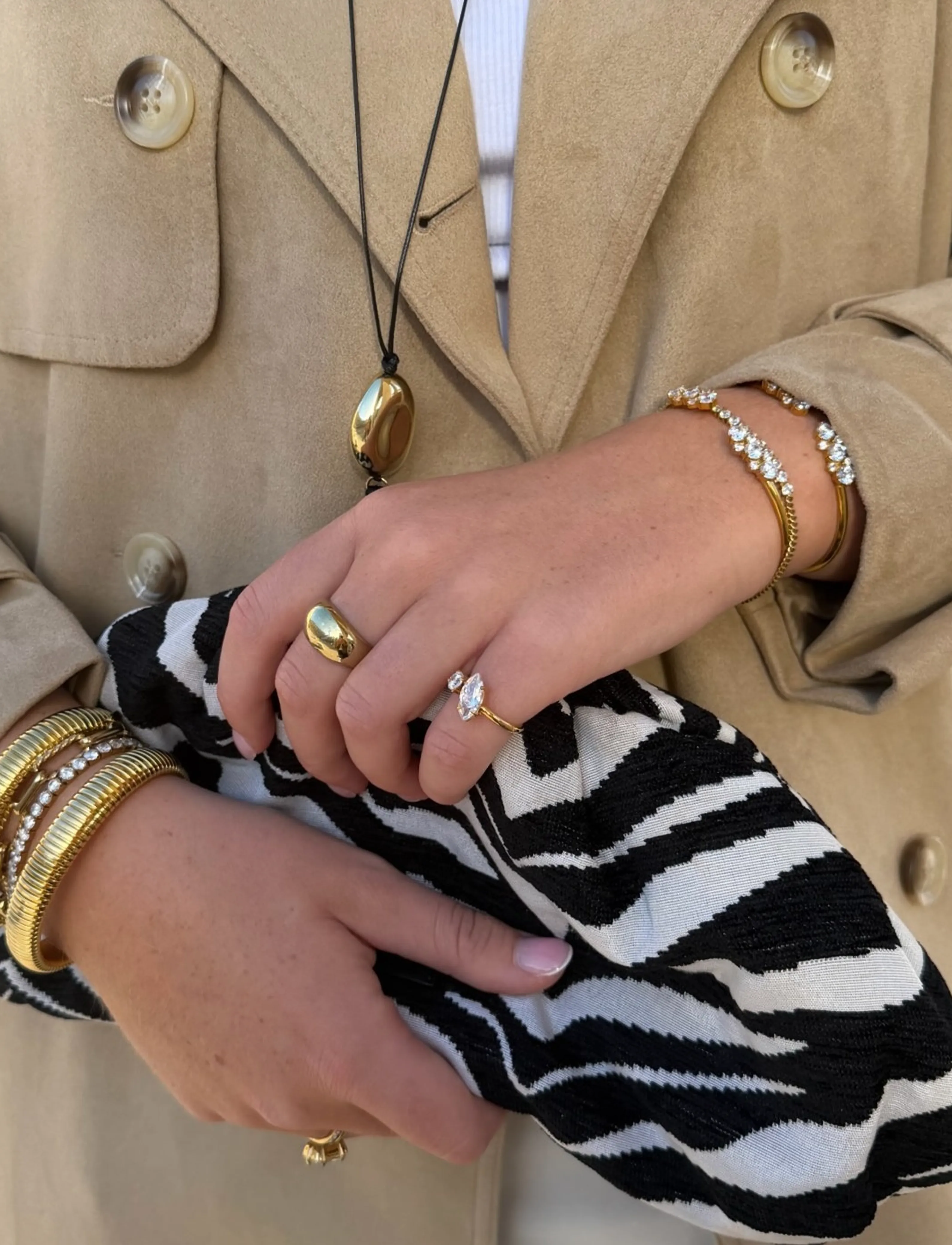 By Jolima - Teardrop double ring - ringe - gold - 0