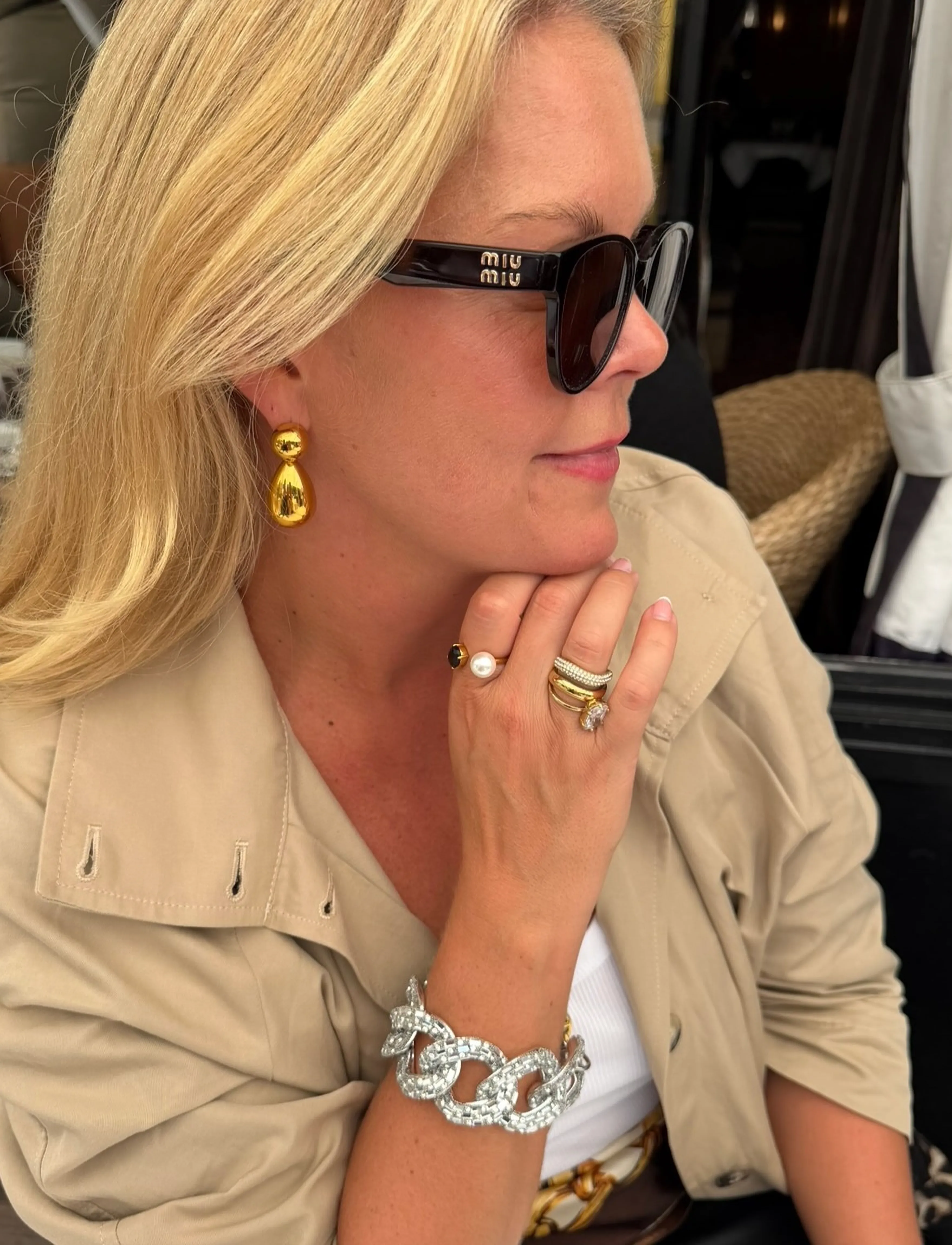 By Jolima - Big double crystal ring - festmode zu outlet-preisen - gold - 4