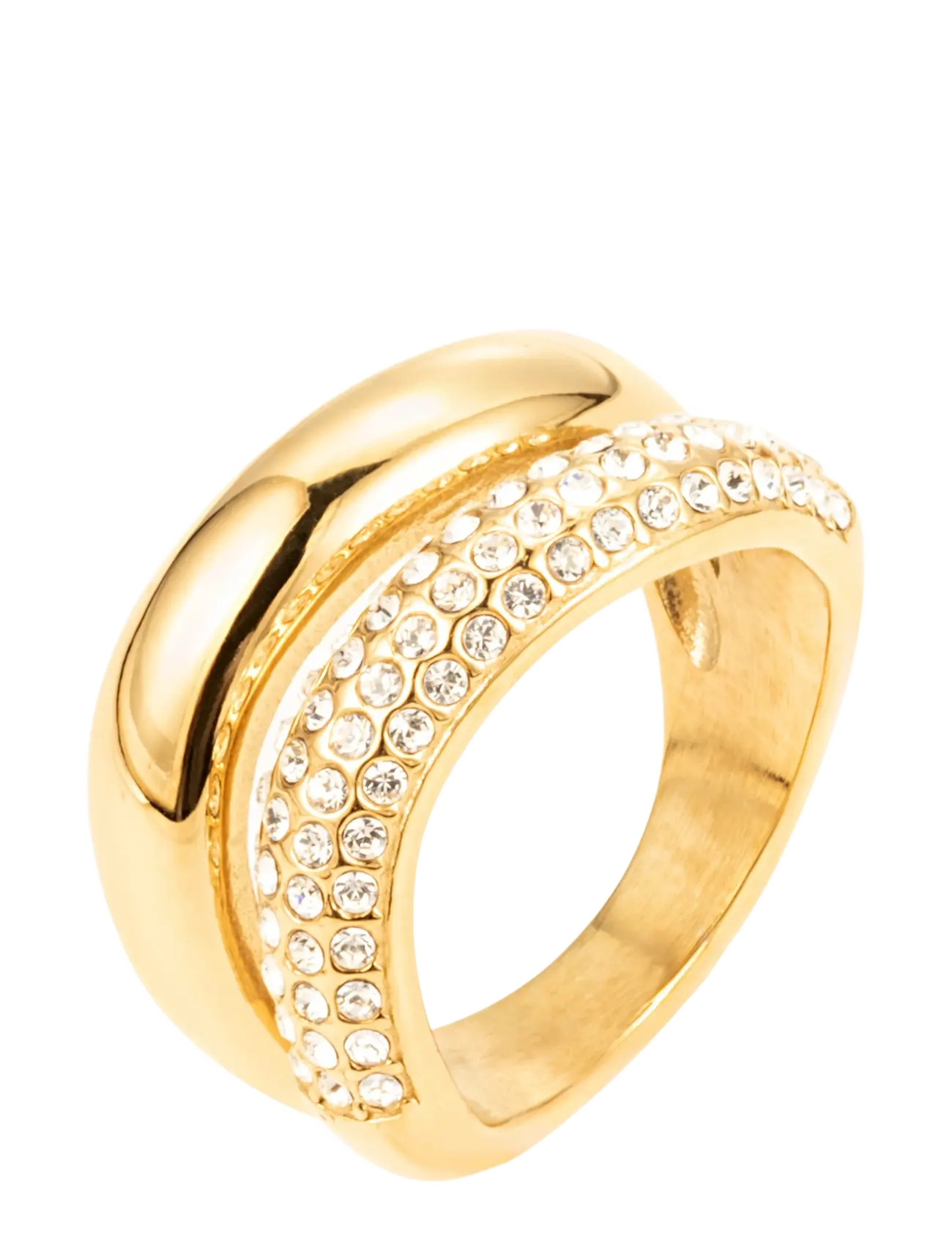 By Jolima Big double crystal ring - Accessoires - GOLD / gold