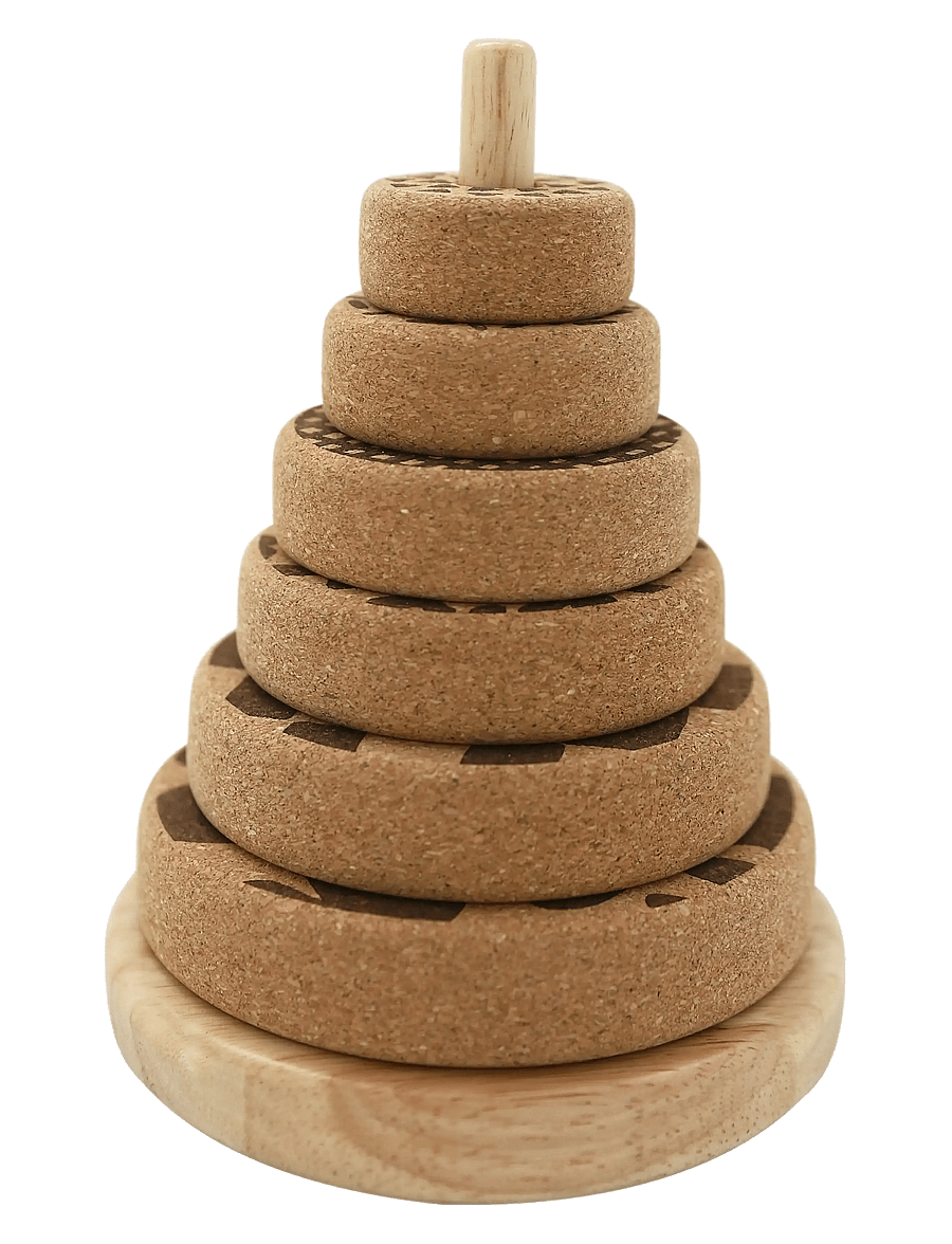 By KlipKlap - By KlipKlap Stacking Tower - spēļu klucīši - nature w black - 0