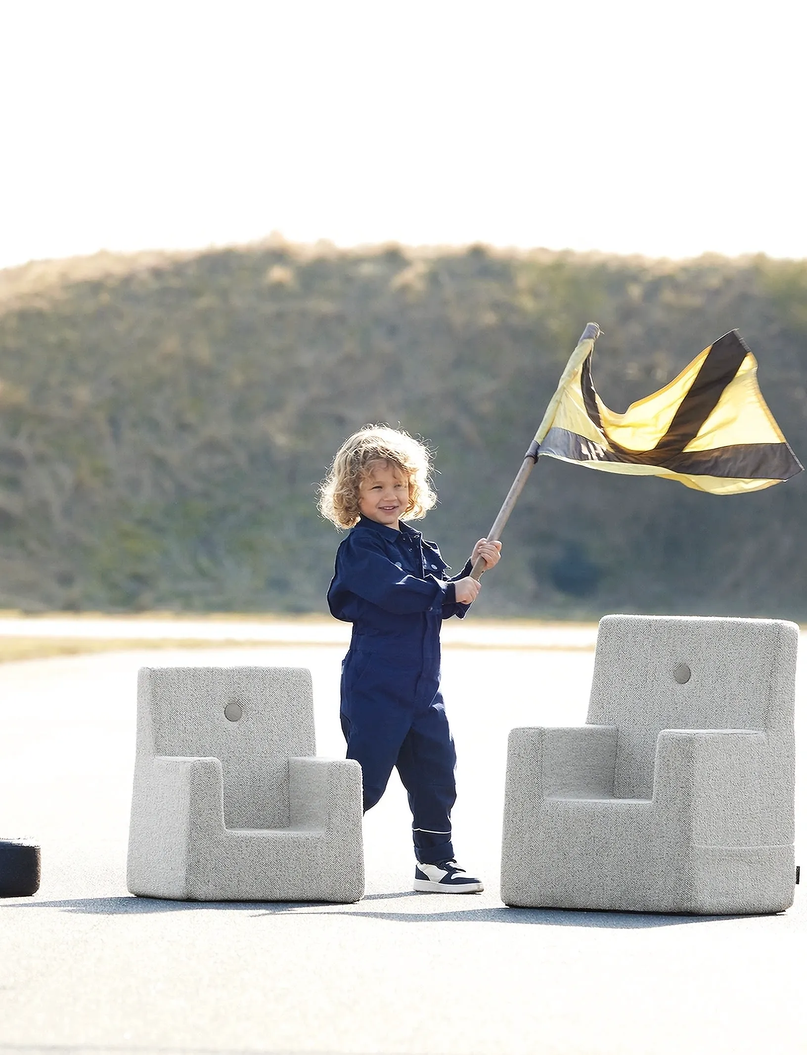 By KlipKlap Kk Kids Chair Sand Bouclé W. Sand, One Size, Furniture, Grau - Chairs & Stools, Kinder