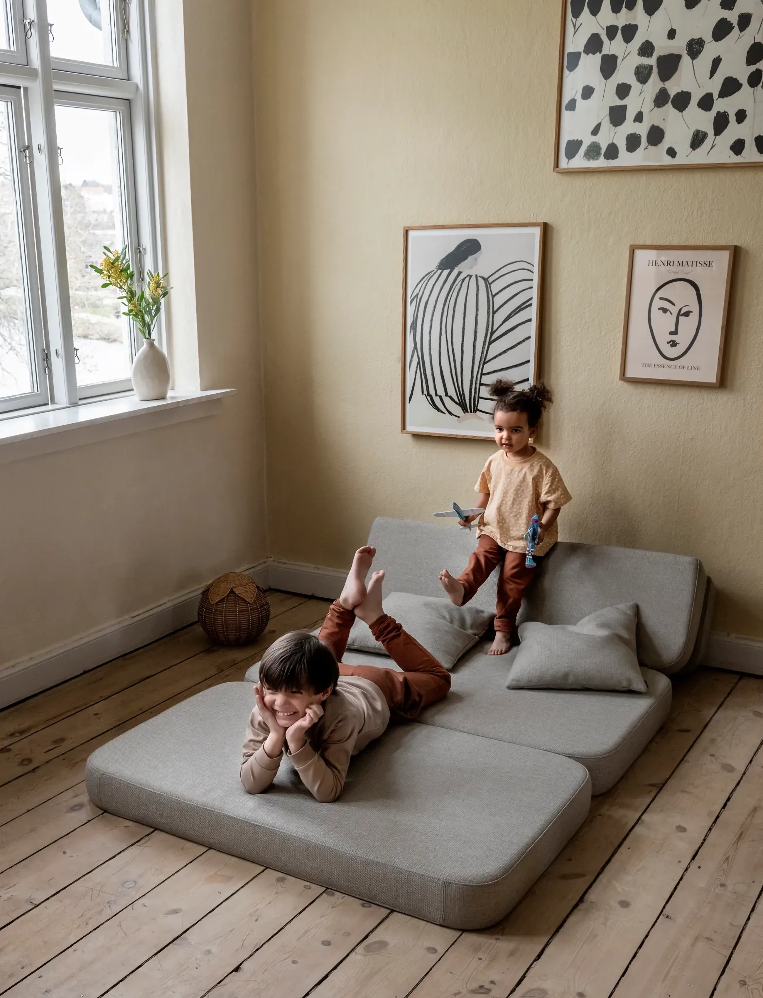 By KlipKlap Kk 3 Fold Sofa - Sand W. Sand, One Size, Beige, Furniture > Sofas, Børn