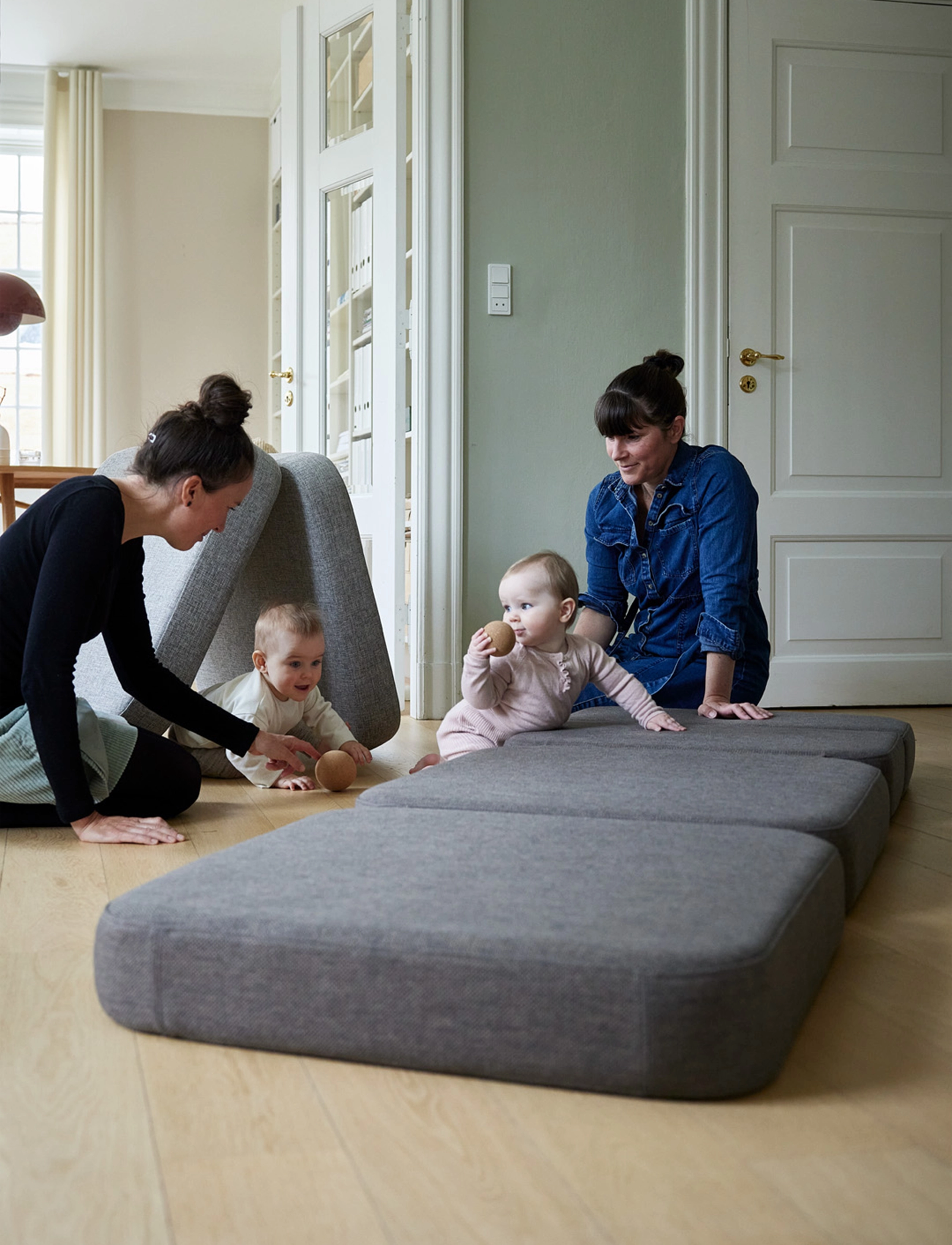By KlipKlap Kk 3 Fold Sofa Single Soft - Blue Grey W. Grey, One Size, Grey, Furniture > Sofas, Børn