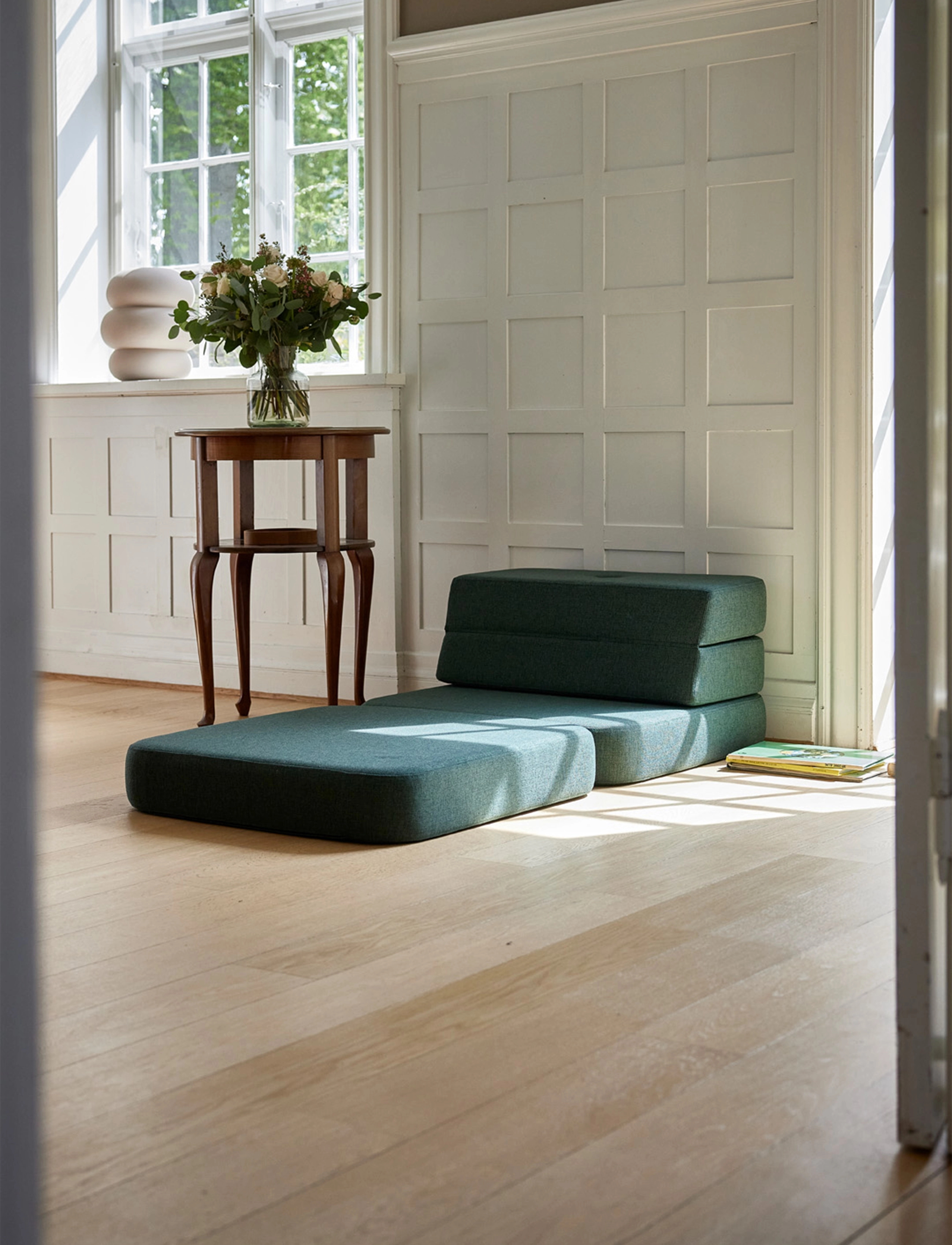 By KlipKlap - KK 3 Fold Sofa Single - Deep Green w. Light Green - deep green w with light green - 1