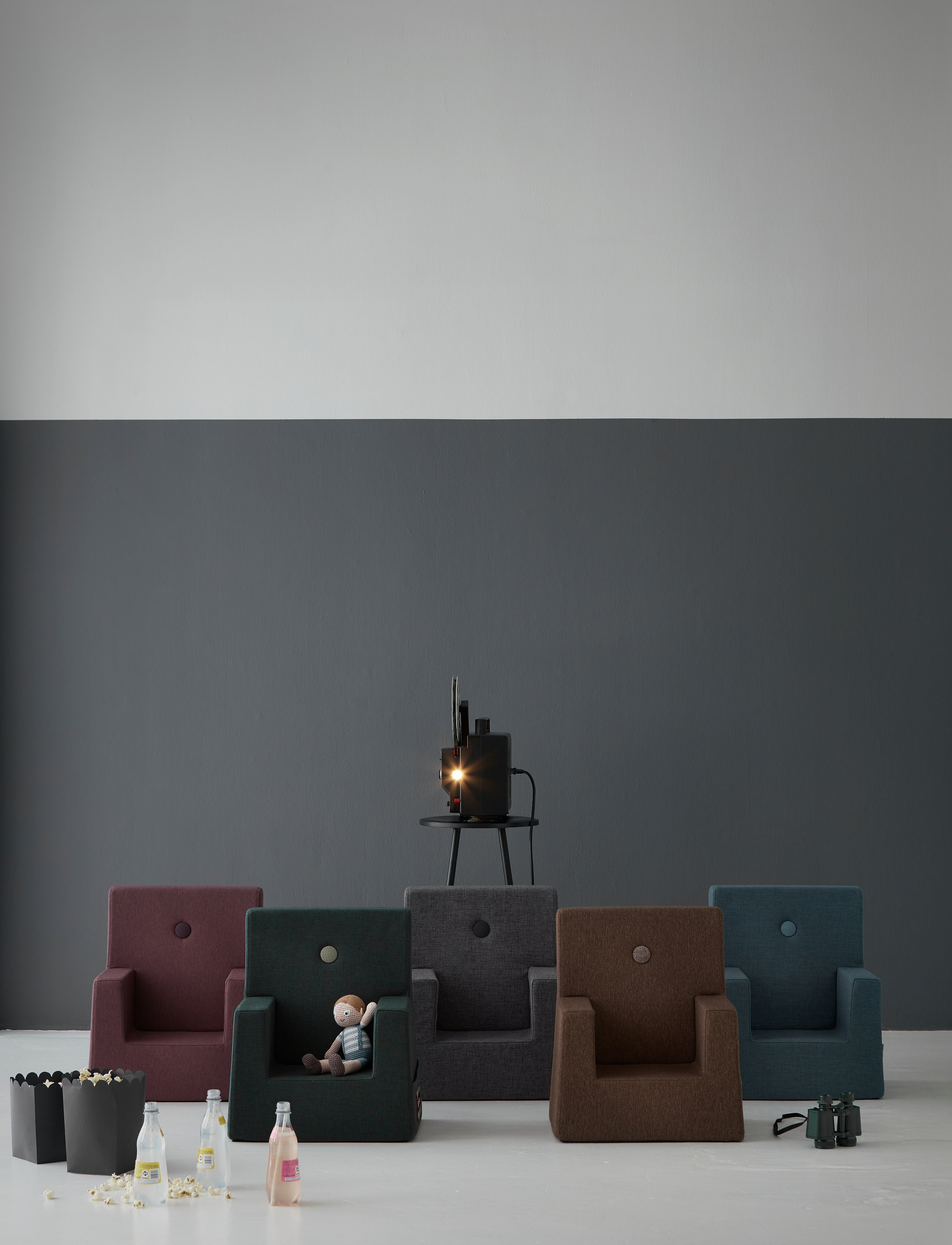 By KlipKlap - KK Kids Chair - Deep Green w. Light Green - puffer og lænestole - deep green w. light green - 4