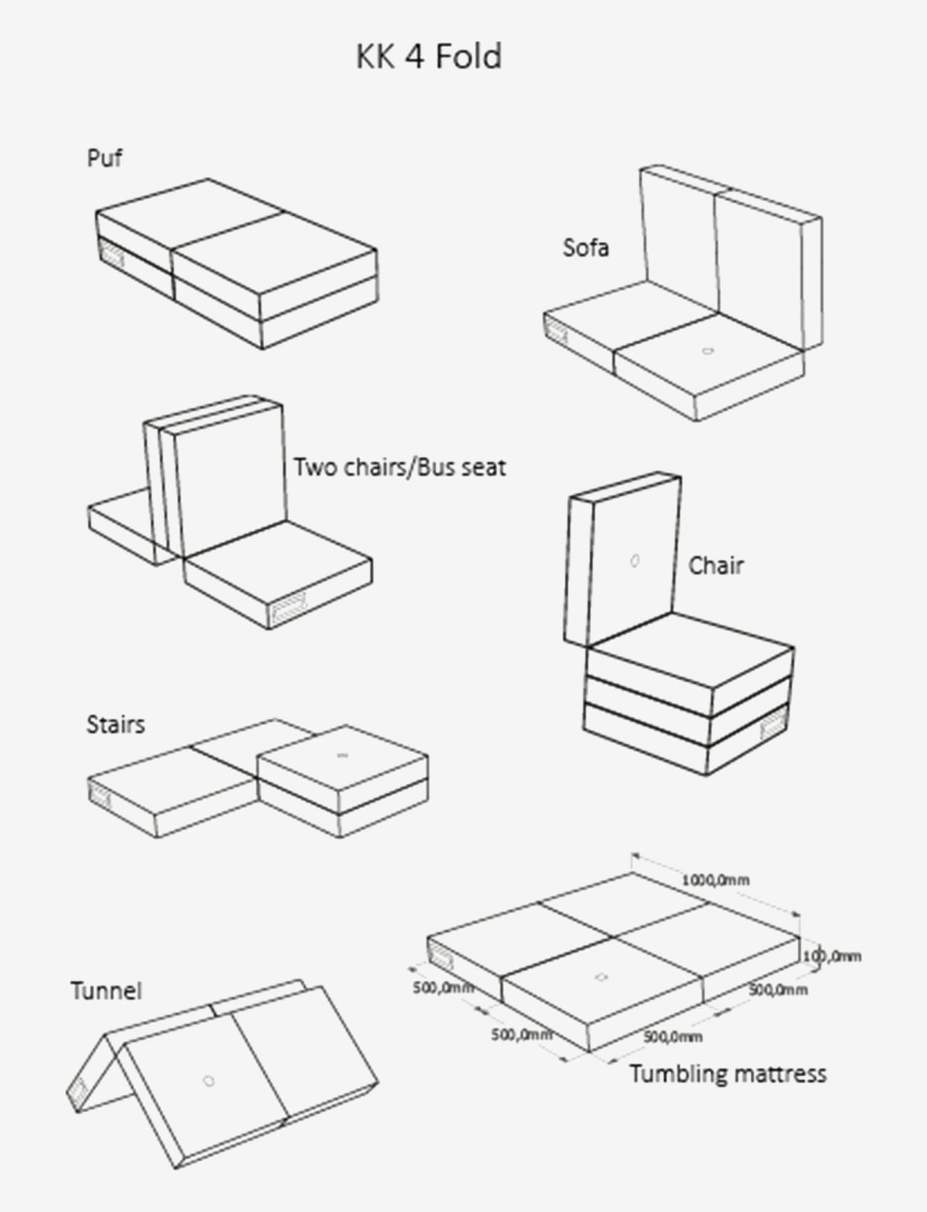 By KlipKlap - KK 4 Fold - Multi Grey w. Grey - sittpuffar - multi grey w. grey - 4