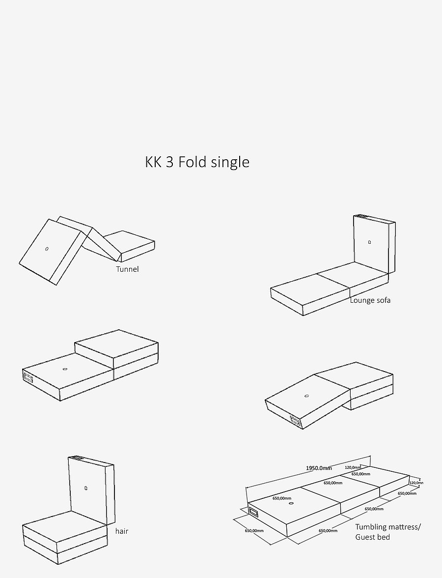 By KlipKlap - KK 3 Fold Single - Multi Grey w. Grey - puhvetid ja tugitoolid - multi grey w. grey - 4