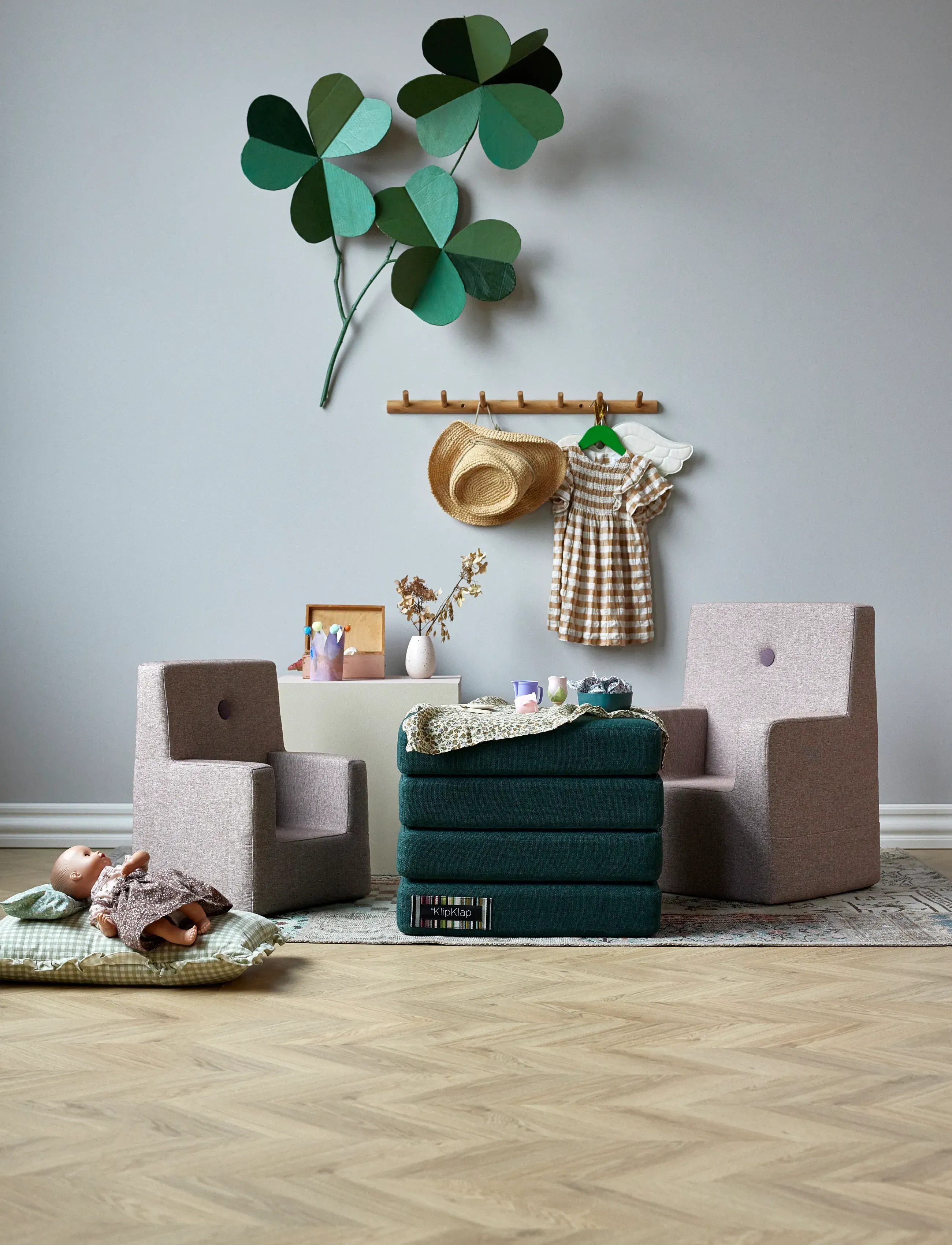 By KlipKlap - KK Kids Chair - Soft Rose w. Rose - puffer og lænestole - soft rose w. rose - 5