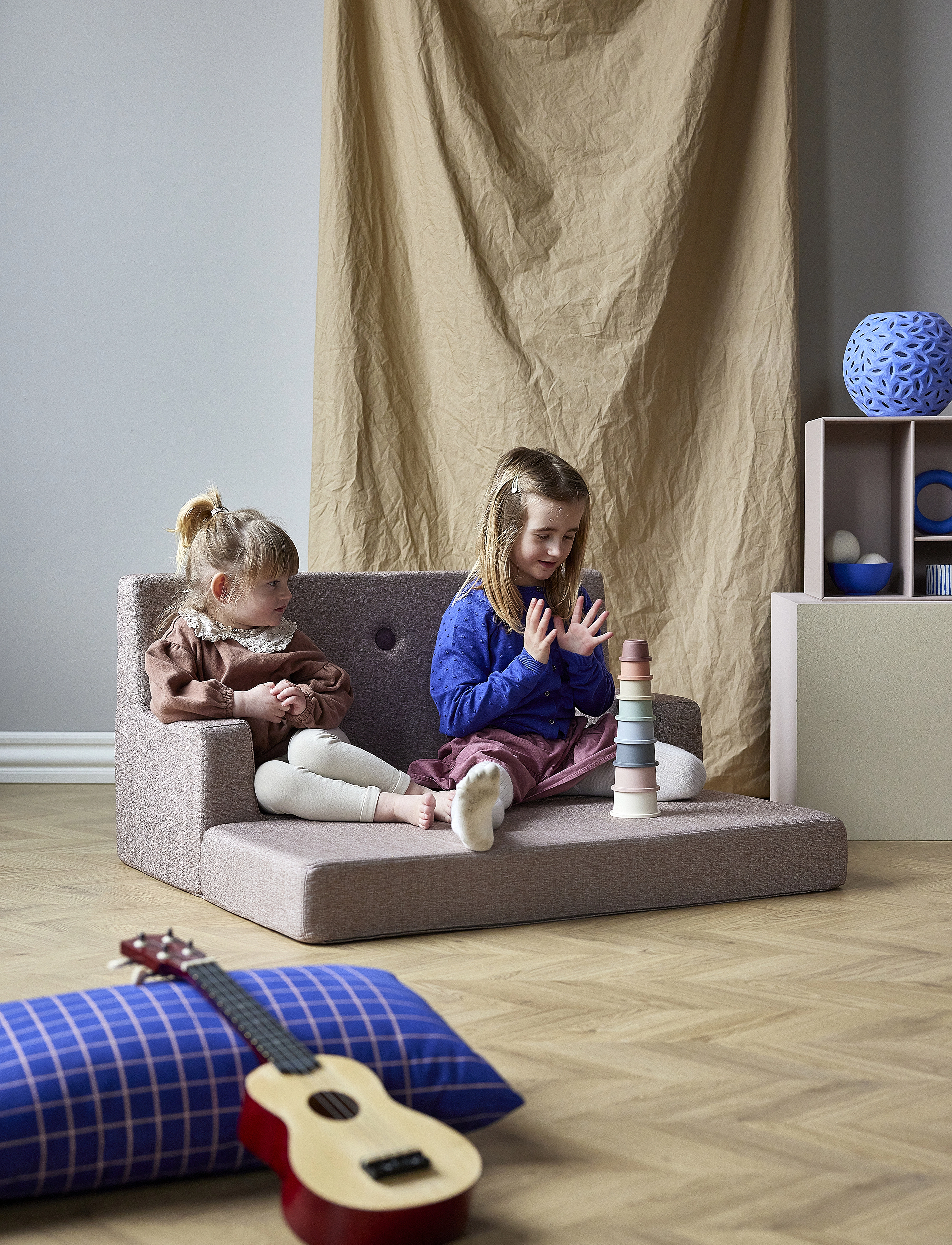 By KlipKlap - KK Kids Sofa - Soft Rose w.Rose - gólfpúðar og hægindastólar - soft rose with rose - 5