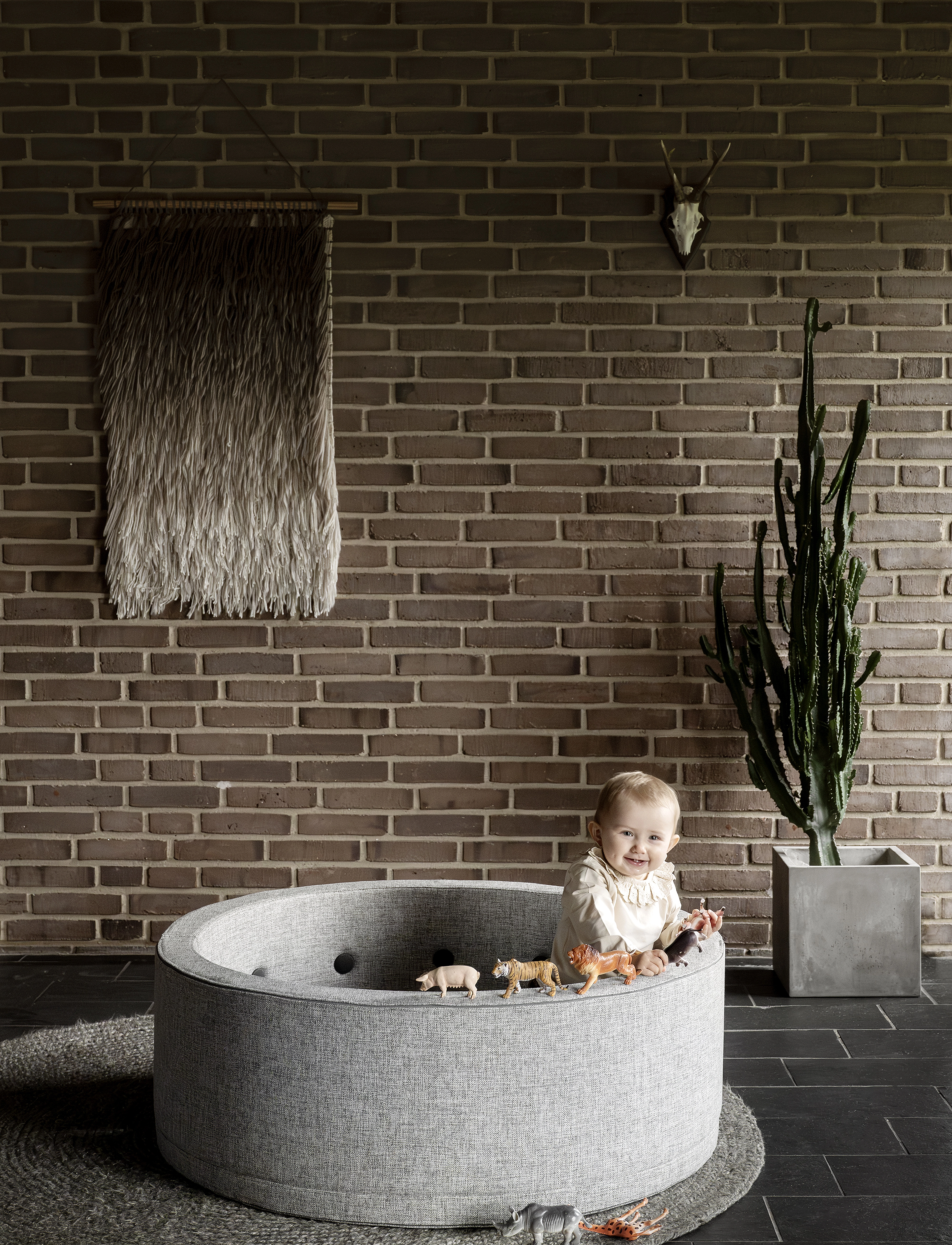 By KlipKlap Kk Play Fold Circle - Multi Grey W. Grey, One Size, Grey, Møbler > Puffer, Børn