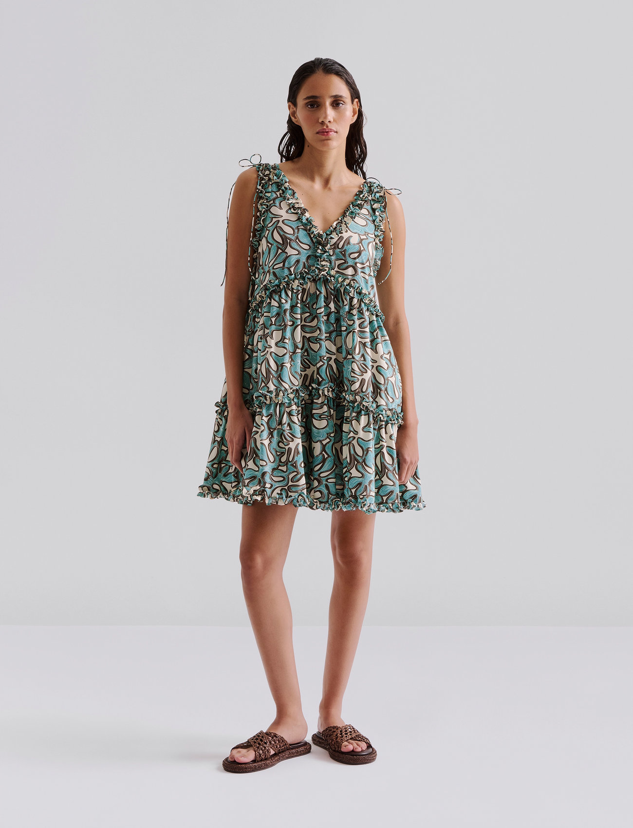Malina Arabella Frill Detailed Mini Dress - - XS 1
