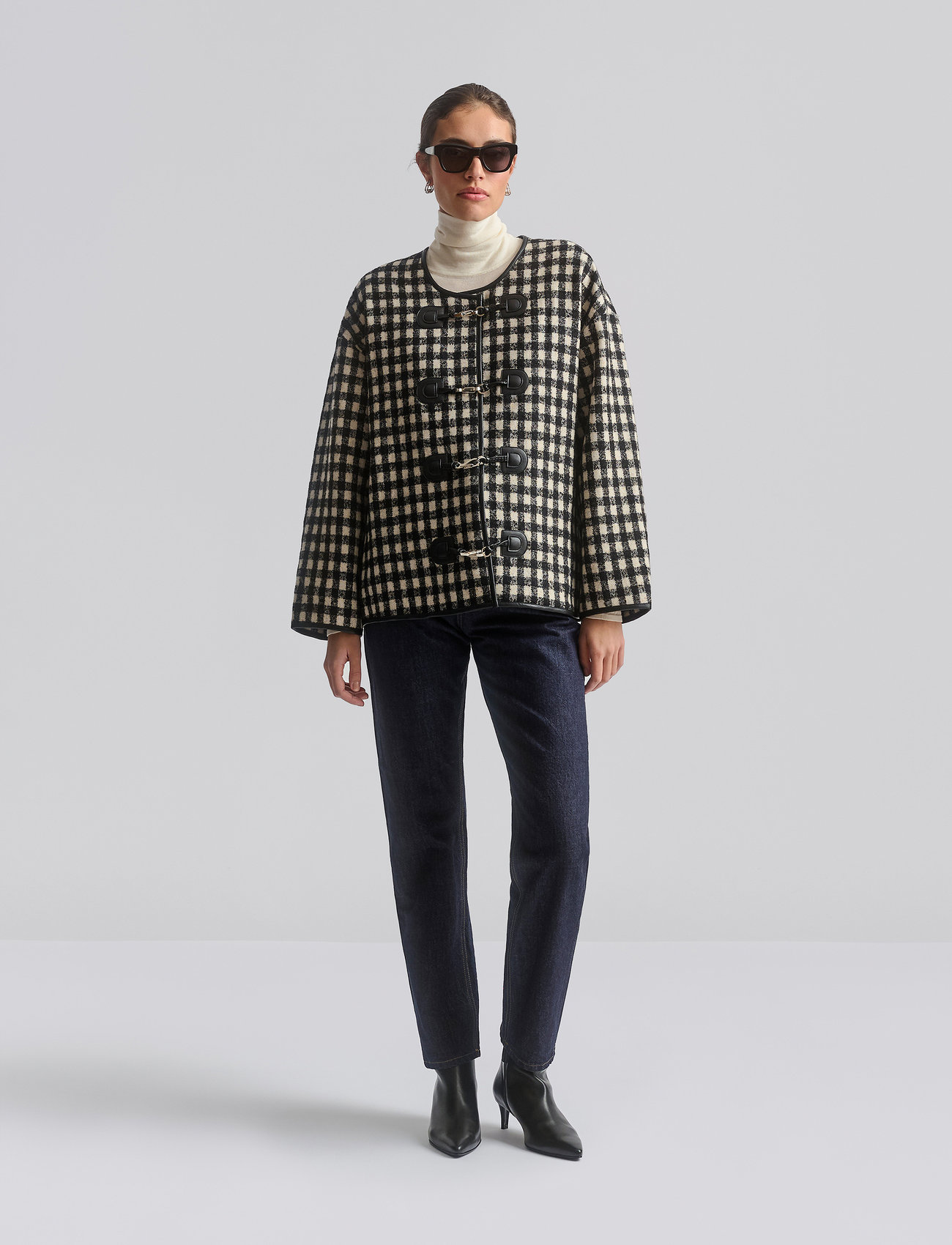 Malina Lou Checkered Wool Blend Jacket - - XS 1