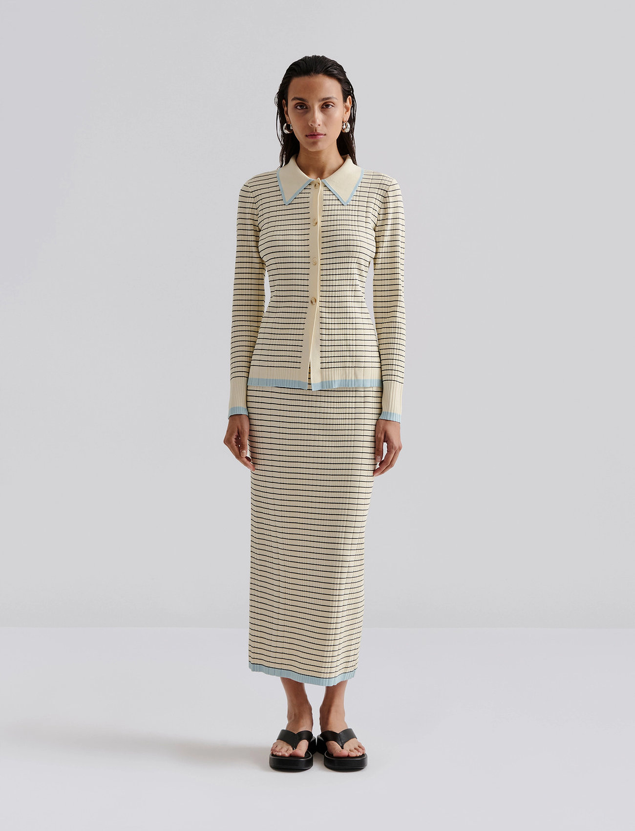 Malina Katya Knitted Maxi Skirt - Cream - XS