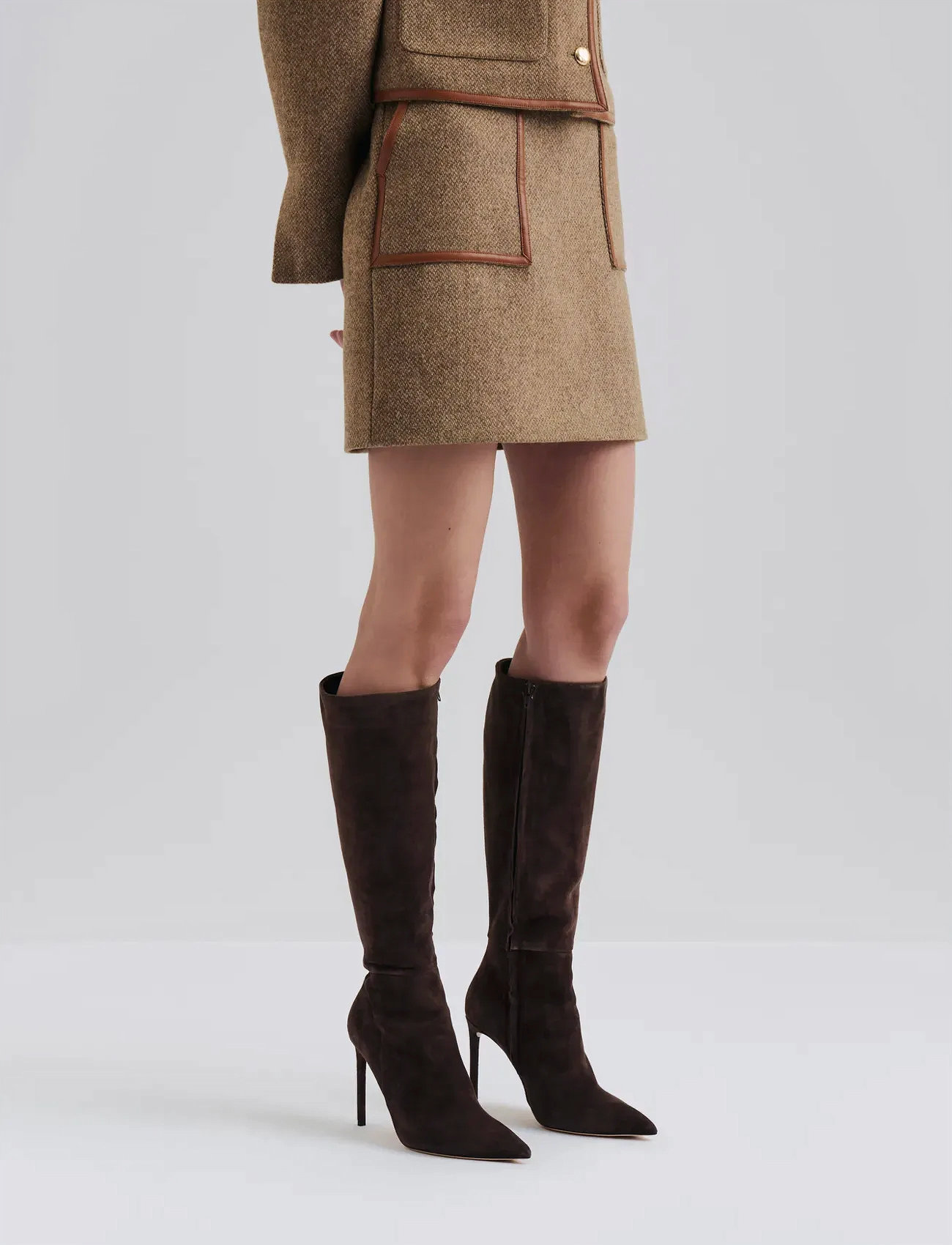 Malina Andine Dressed Wool Mini Skirt - Beige - 36