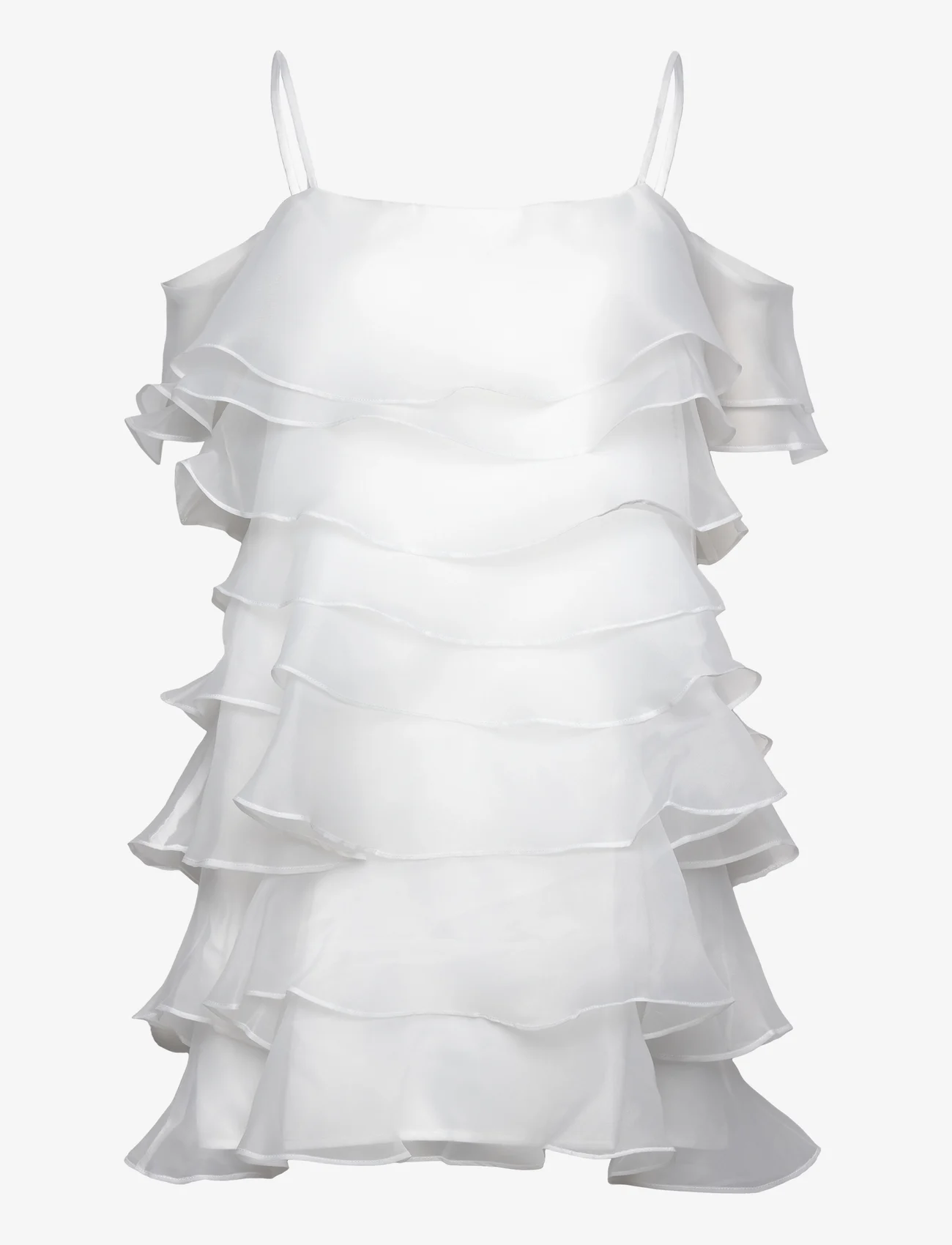 Malina - Kami mini dress with frills - festtøj til outletpriser - white - 0
