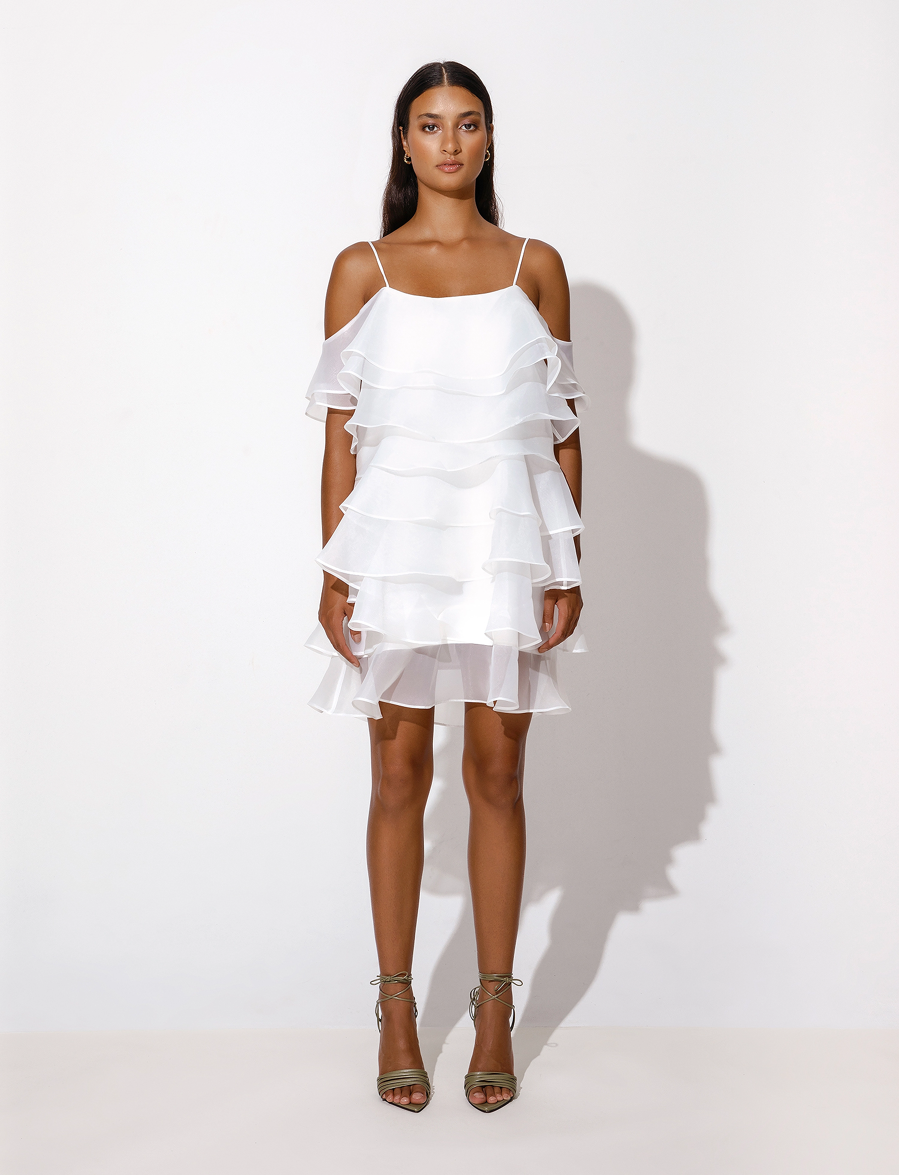 Malina - Kami mini dress with frills - white - 2