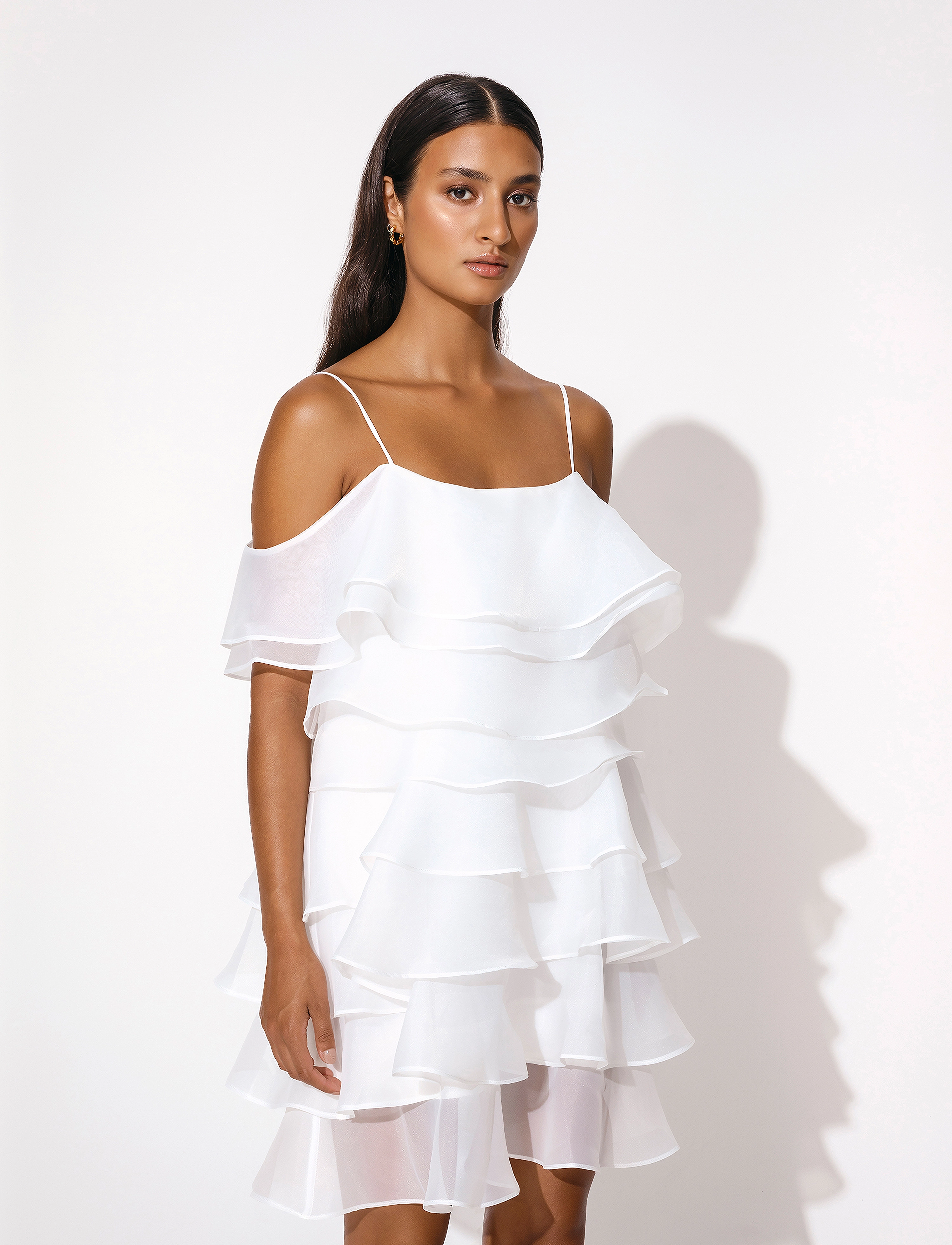 Malina - Kami mini dress with frills - white - 3