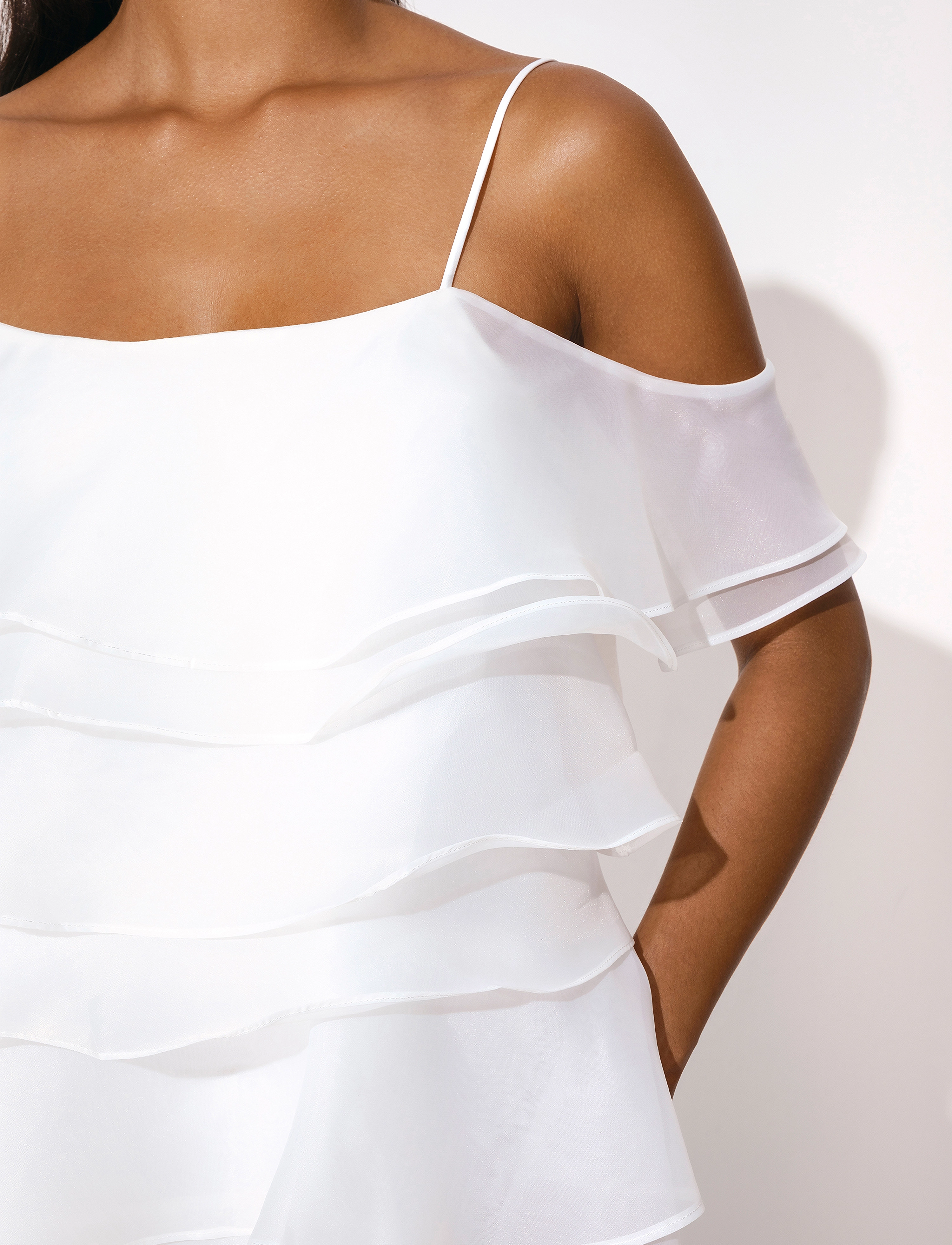 Malina - Kami mini dress with frills - white - 4
