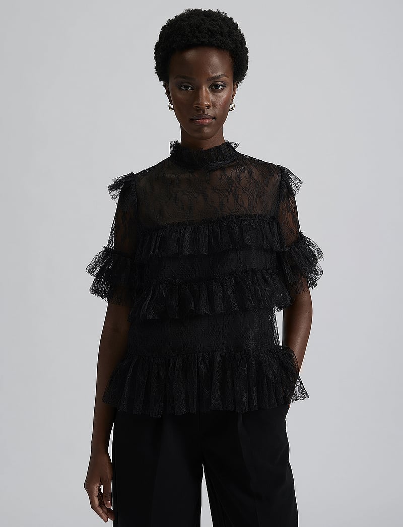 Malina - Rachel Blouse - kortärmade blusar - black - 4