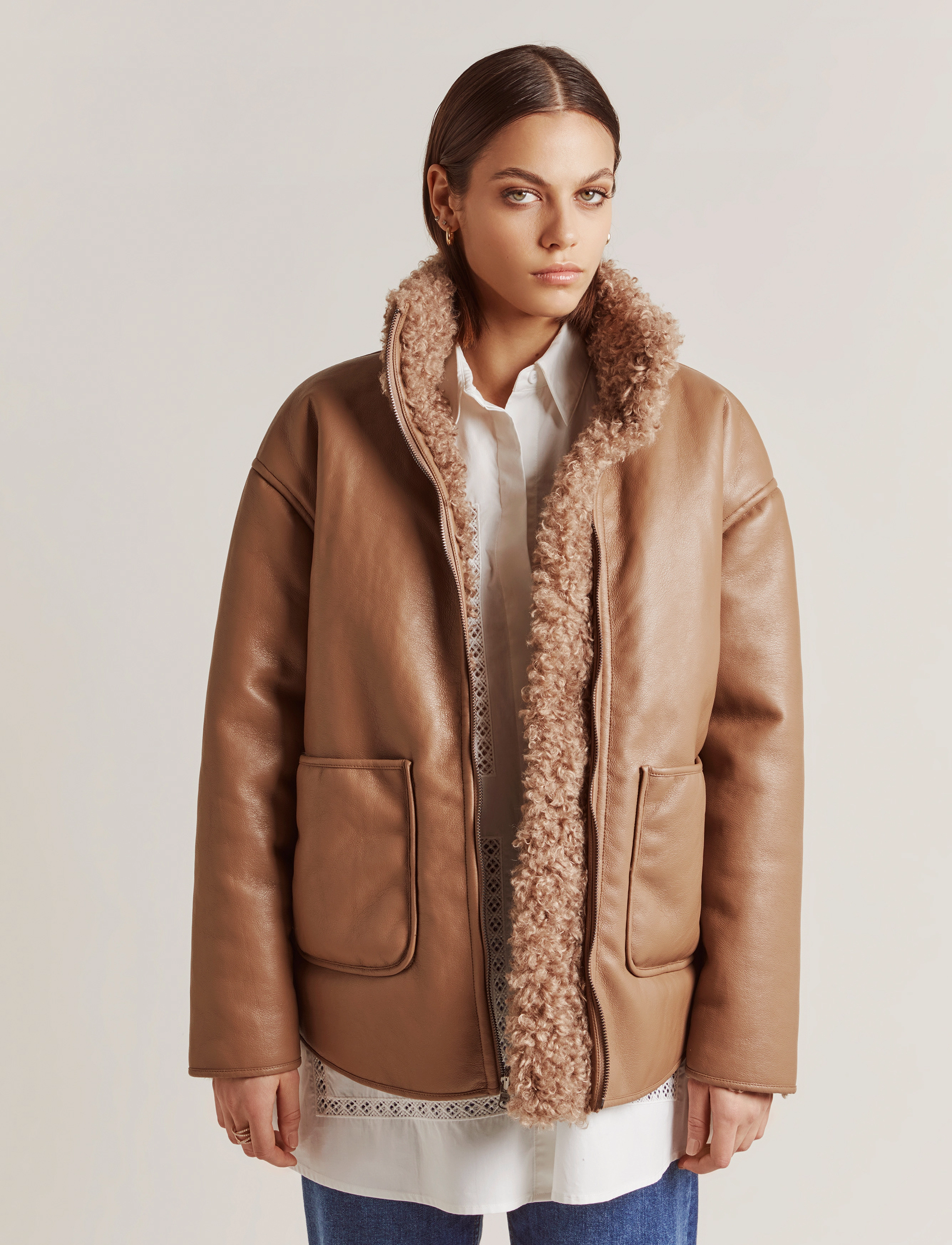 By Malina - Iris faux fur jacket - nougat - 5