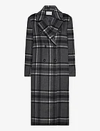 Vivian double breasted tailored wool coat - GREY CHECK
