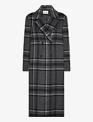 Malina - Vivian double breasted tailored wool coat - vinterfrakker - grey check - 0