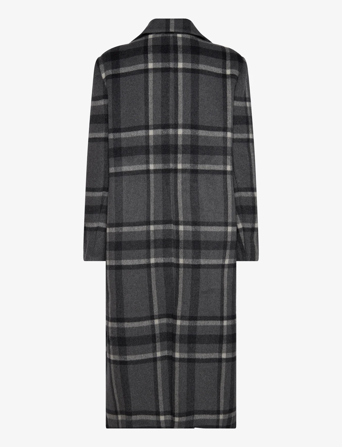 Malina - Vivian double breasted tailored wool coat - kurtki zimowe - grey check - 1