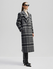 Malina - Vivian double breasted tailored wool coat - vinterfrakker - grey check - 2
