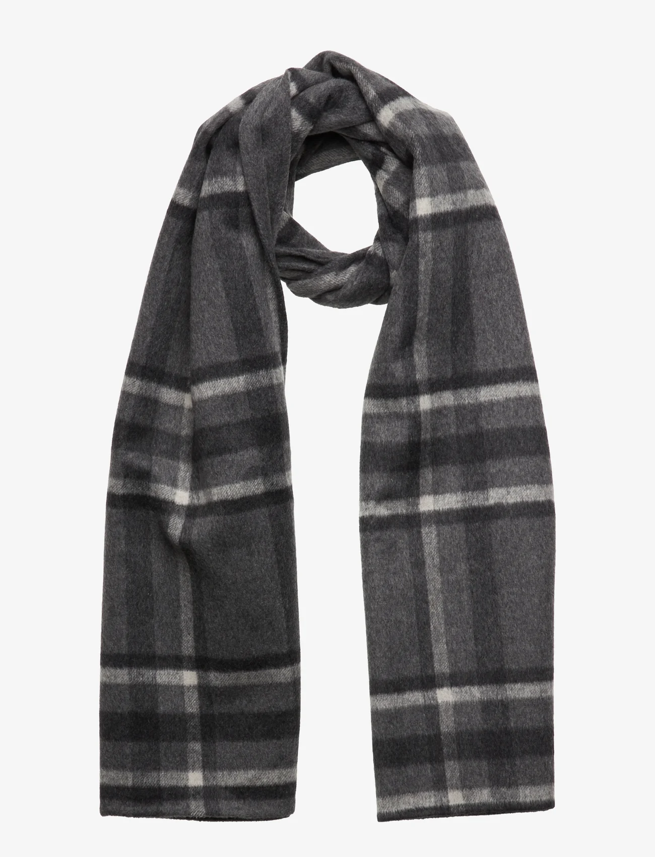 Malina - Faith double sided wool scarf - winter scarves - grey check - 0
