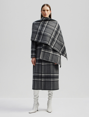 Malina - Faith double sided wool scarf - talvesallid - grey check - 2