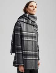 Malina - Faith double sided wool scarf - vinterskjerf - grey check - 3