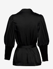 Malina - Hope satin wrap blouse - long sleeved blouses - black - 2