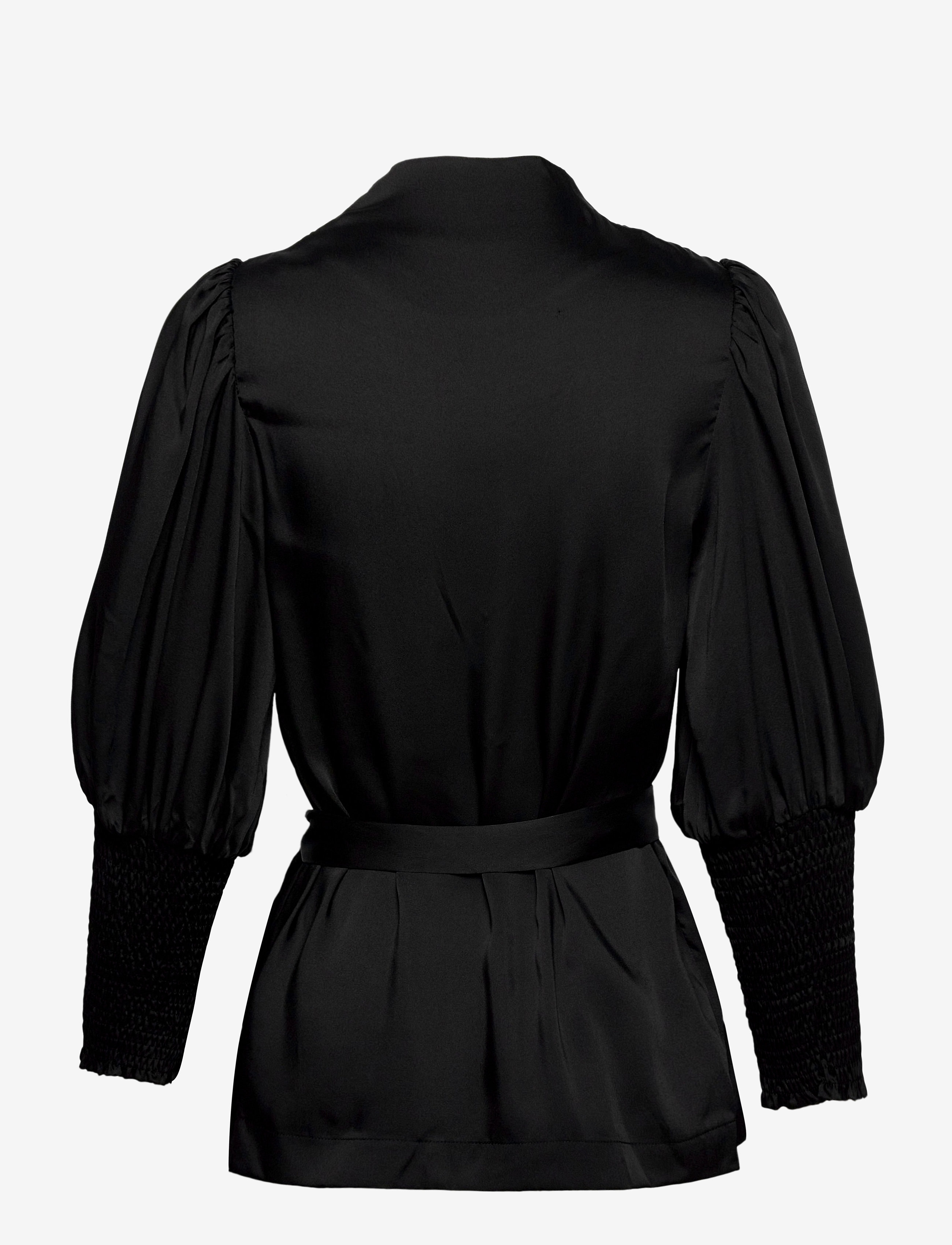 Malina - Hope satin wrap blouse - black - 2